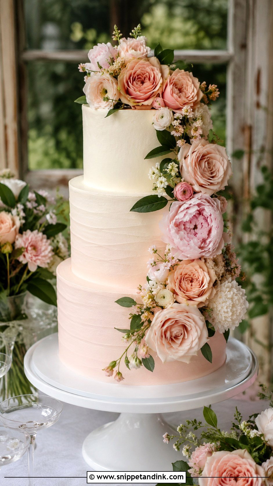 Blush Floral Wedding Cake - Snippet and Ink - 20 Feminine Cake Ideas for Wedding