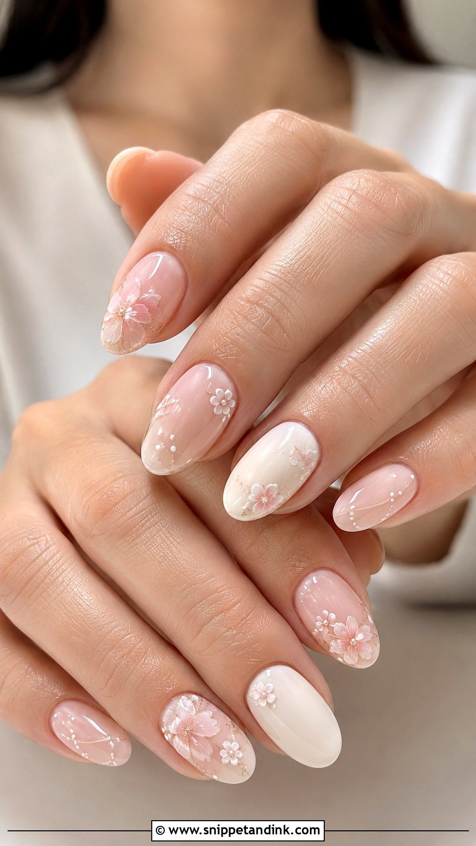 Blush Floral Wedding Nails - Snippet and Ink - 20 Floral Wedding Nails for Bride