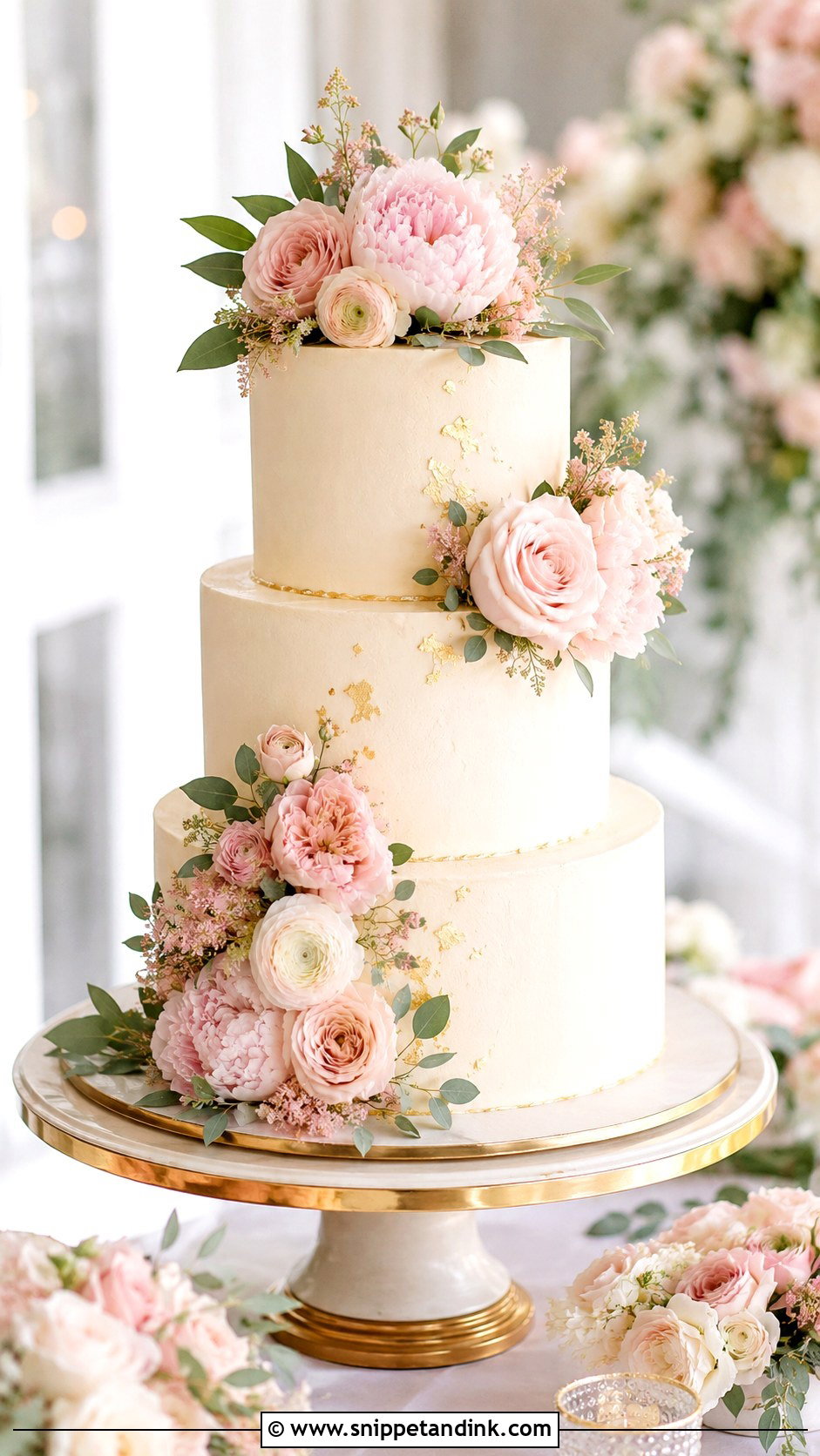 Blush Flower Wedding Cake - Snippet and Ink - 20 Flower Wedding Cake Ideas