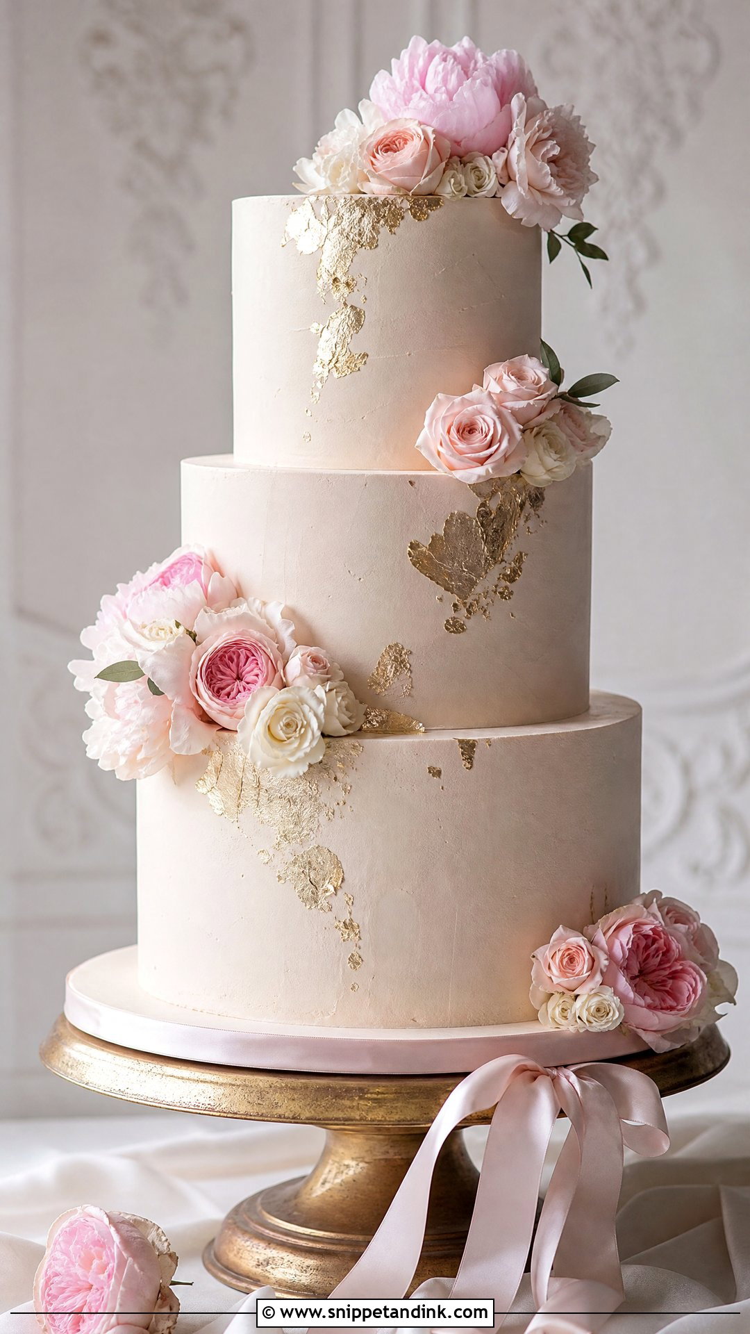 Blush Flower Wedding Cake - Snippet and Ink - 20 Wedding Cake Flowers Ideas