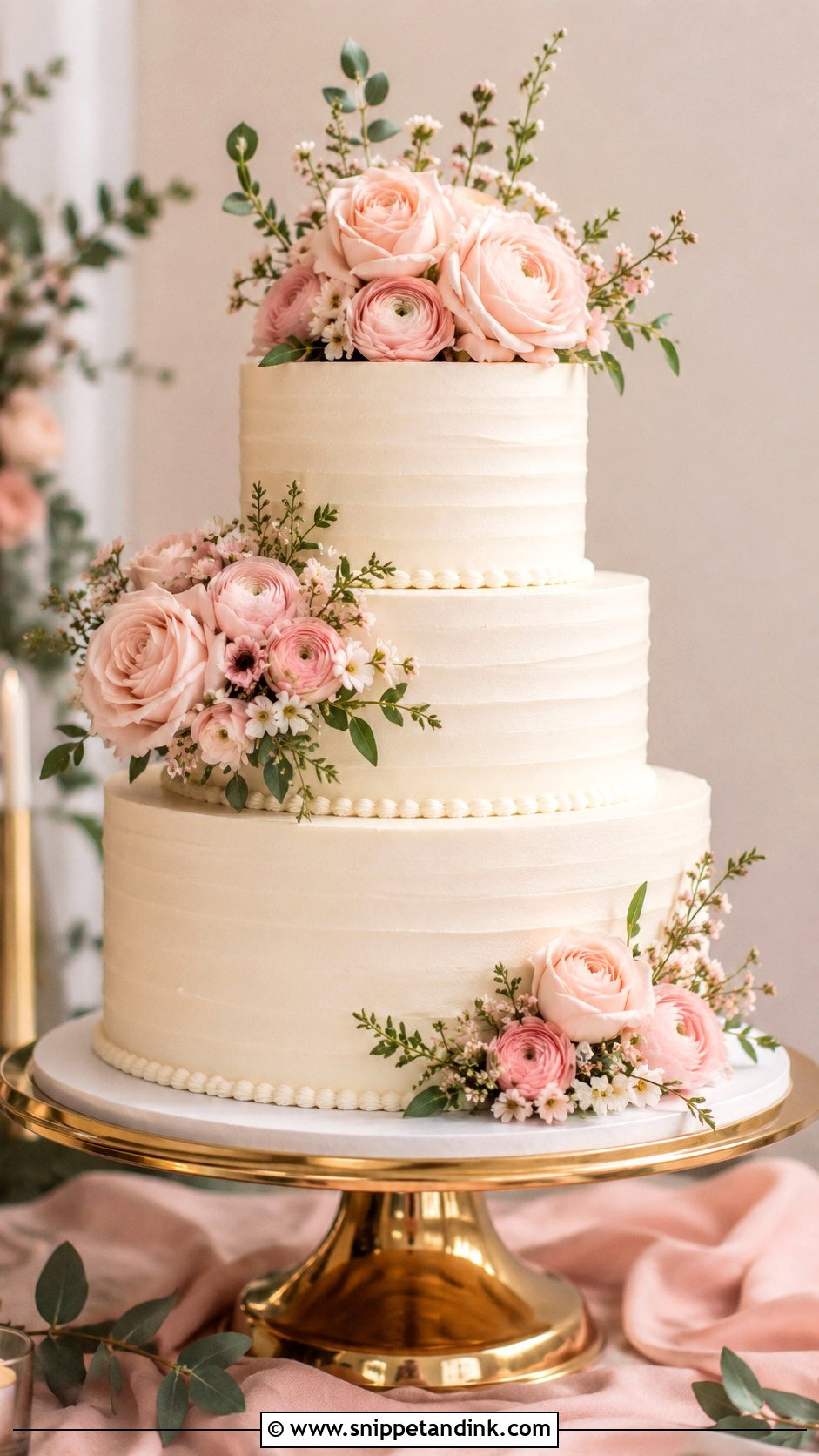 Blush Flower Wedding Cake - Snippet and Ink - 20 Flower Cakes for Wedding