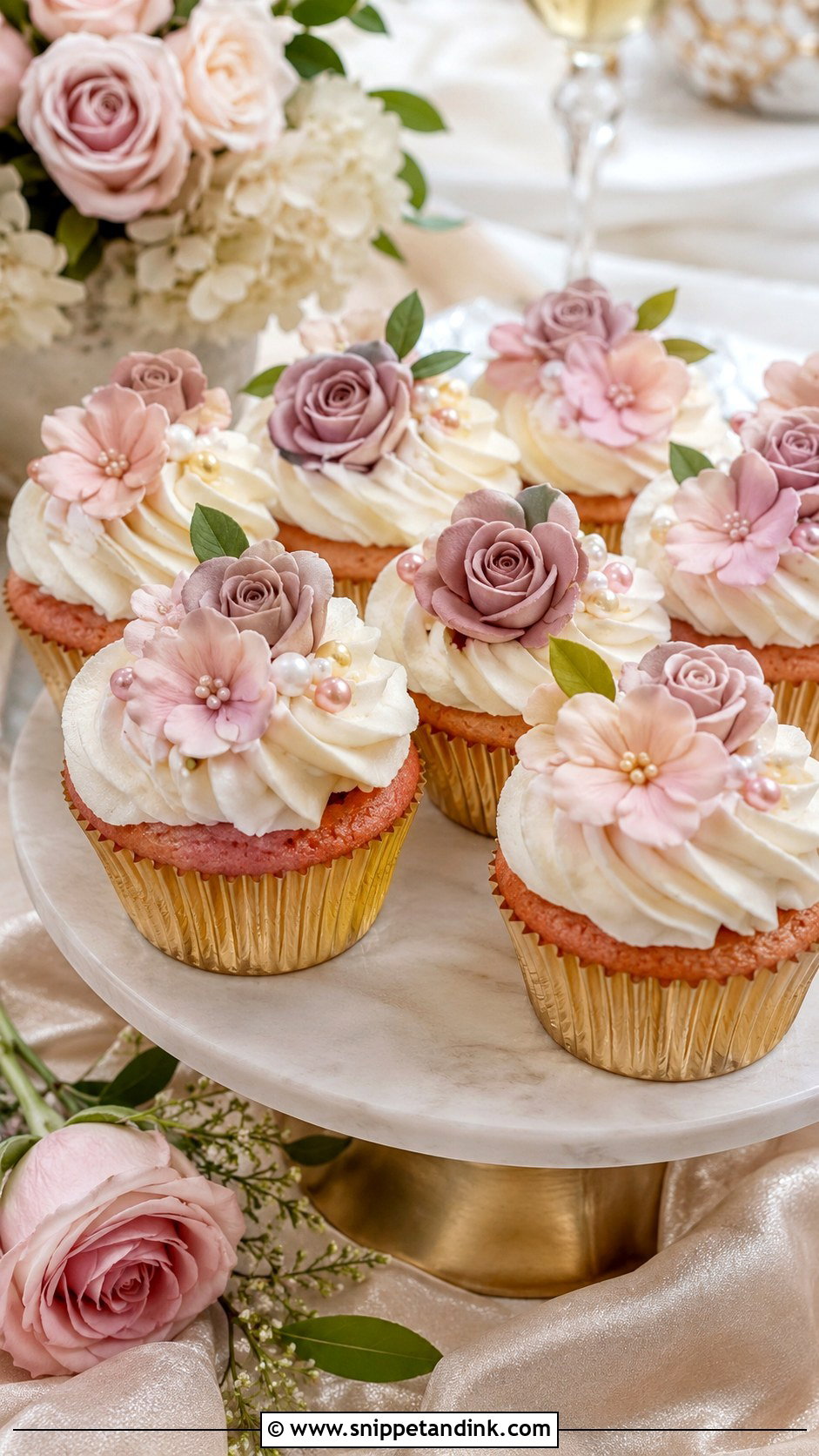 Blush Flower Wedding Cupcakes - Snippet and Ink - 20 Cupcake Ideas with Flowers for Wedding