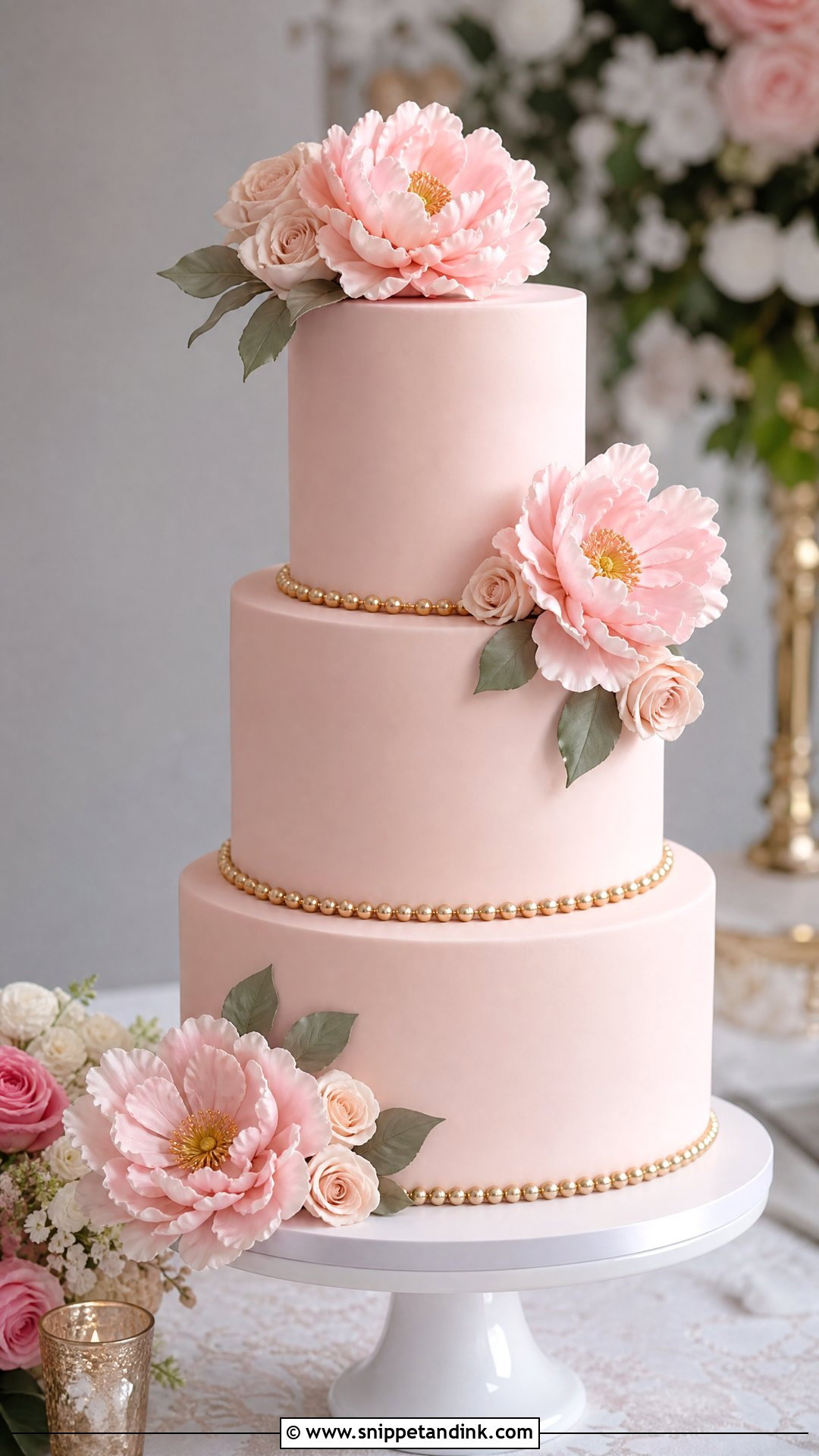 Blush Fondant Wedding Cake - Snippet and Ink - 35 Fondant Cakes for Wedding