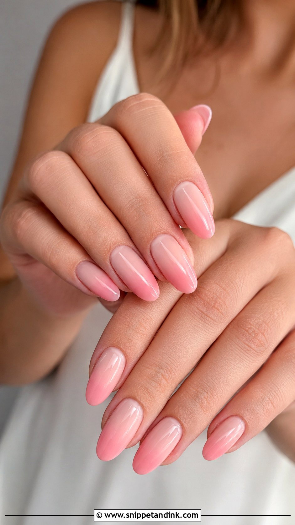 Blush Ombre Almond Wedding Guest Nails - Snippet and Ink - 20 Almond Wedding Guest Nails Ideas