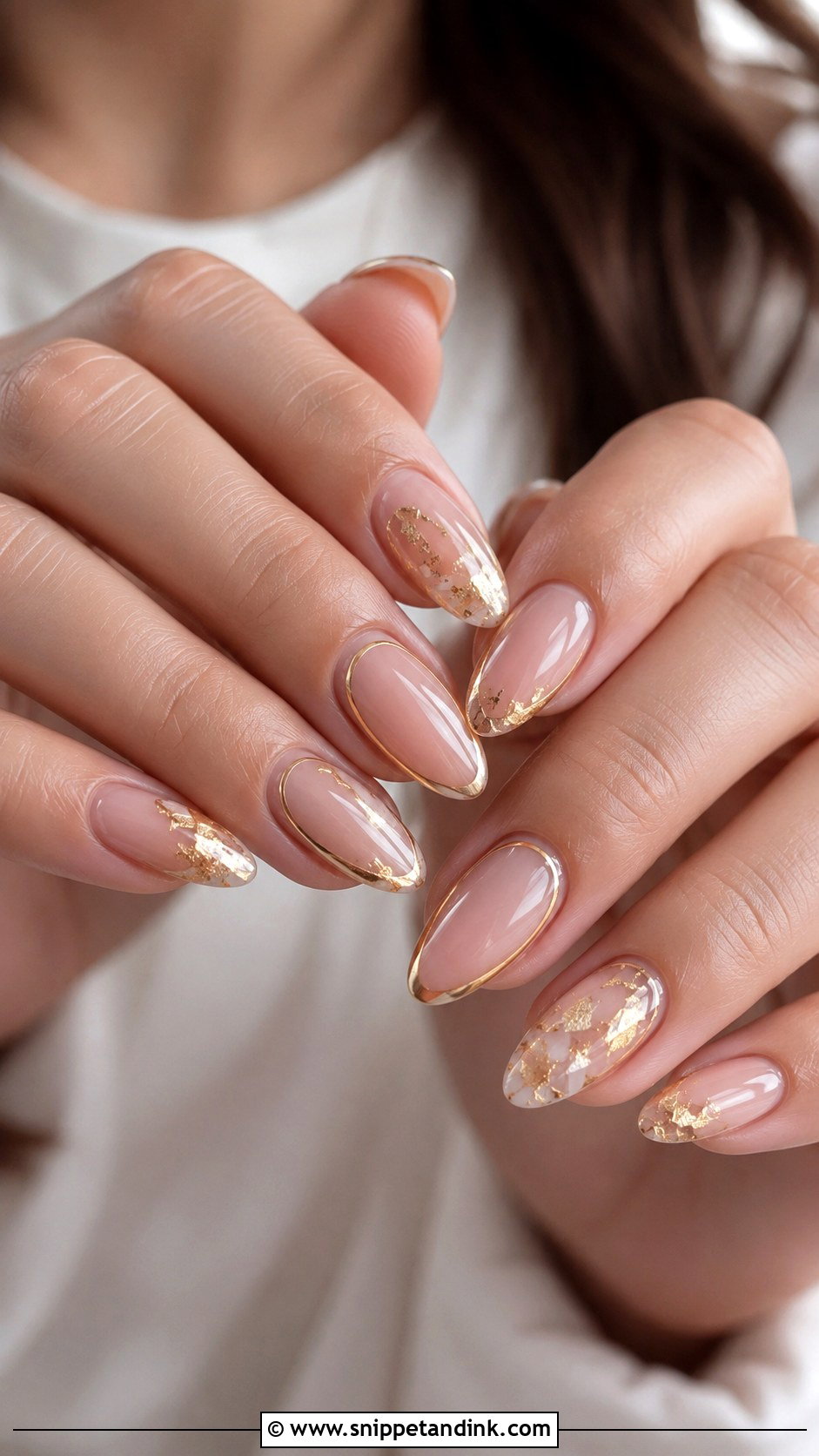 Blush Pink And Gold Wedding Nails - Snippet and Ink - 20 Wedding Nails with Gold
