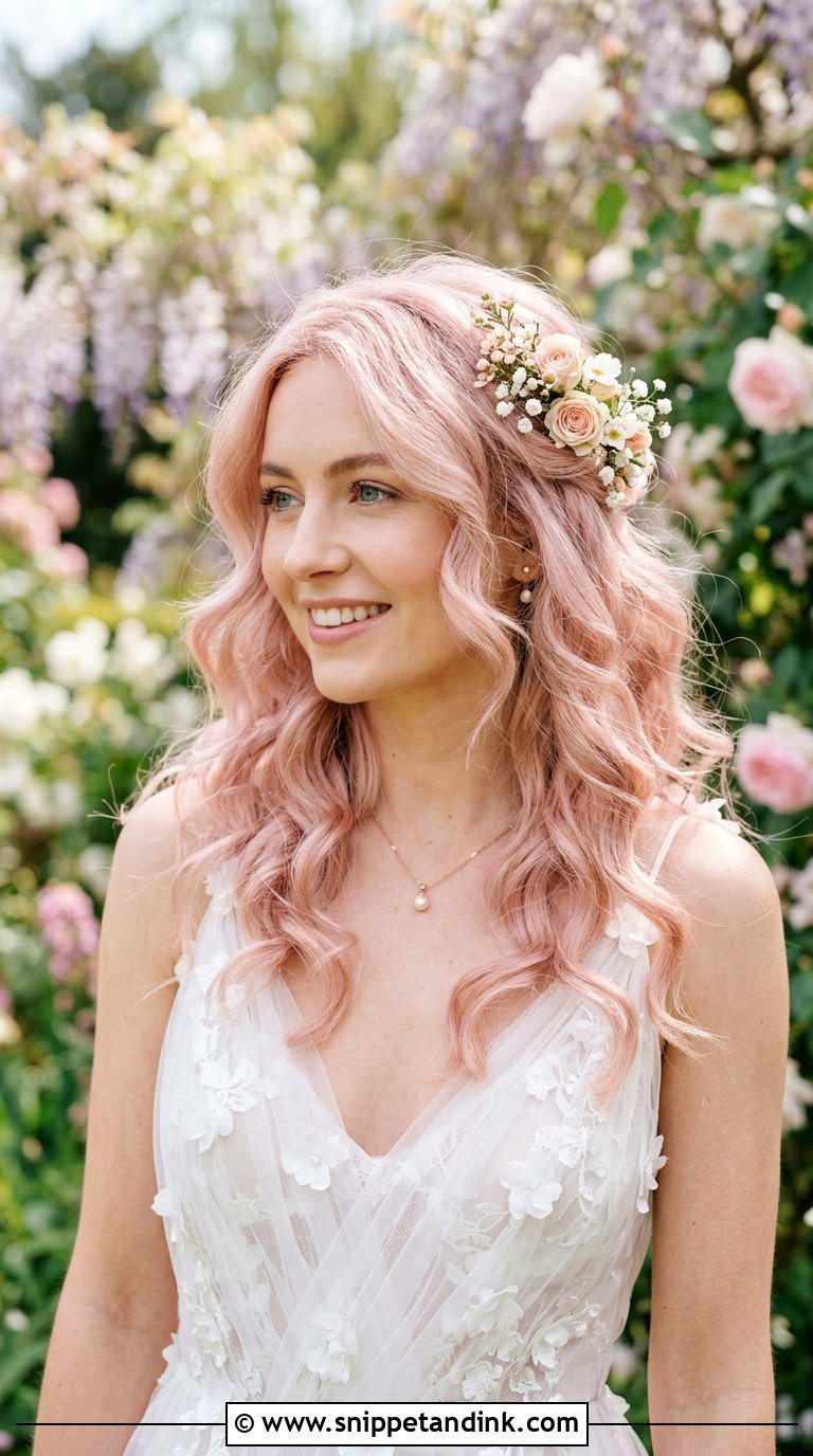 Blush Pink Bridal Hair Color - Snippet and Ink - 20 Bridal Hair Color Ideas
