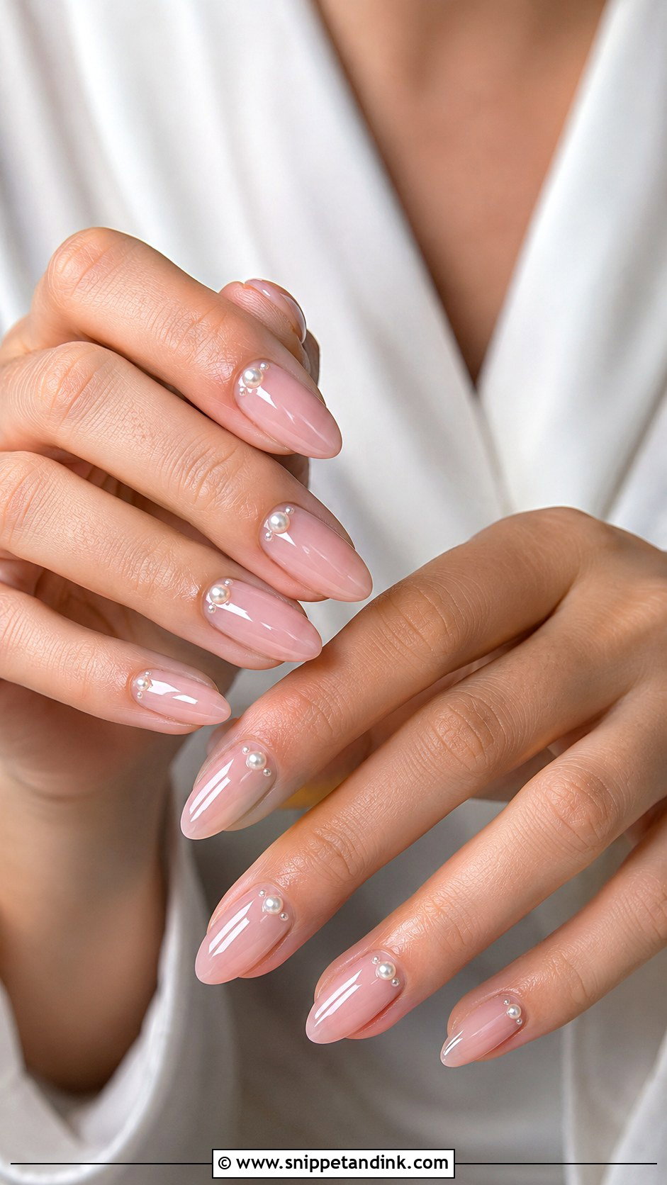 Blush Pink Bridal Nails With Pearls - Snippet and Ink - 20 Nail Art for Bridal Ideas
