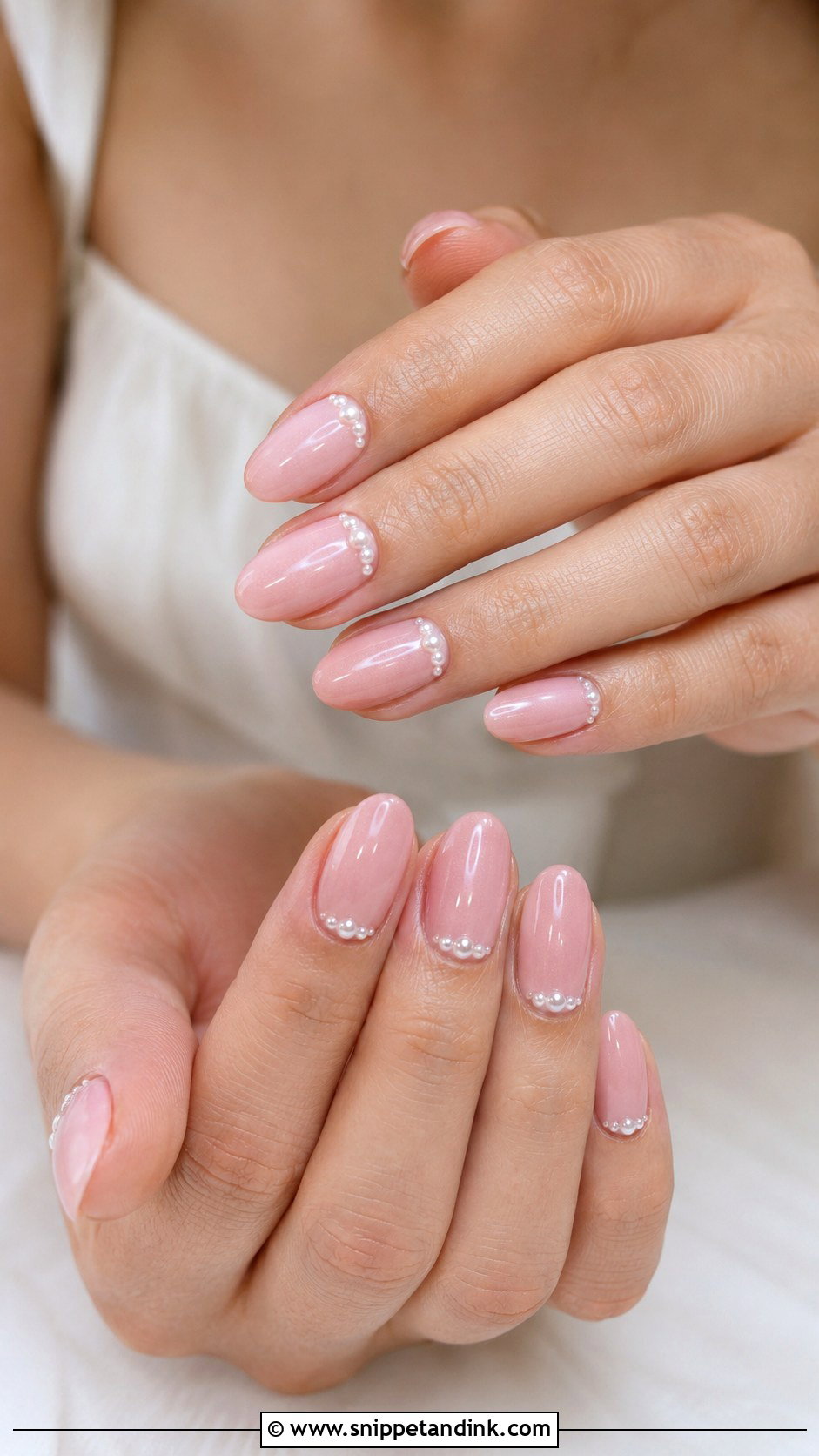 Blush Pink Bridal Press On Nails - Snippet and Ink - 20 Bridal Press on Nails