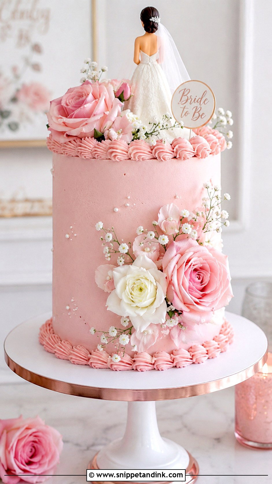 Blush Pink Bride Cake - Snippet and Ink - 20 Bride Cake Ideas