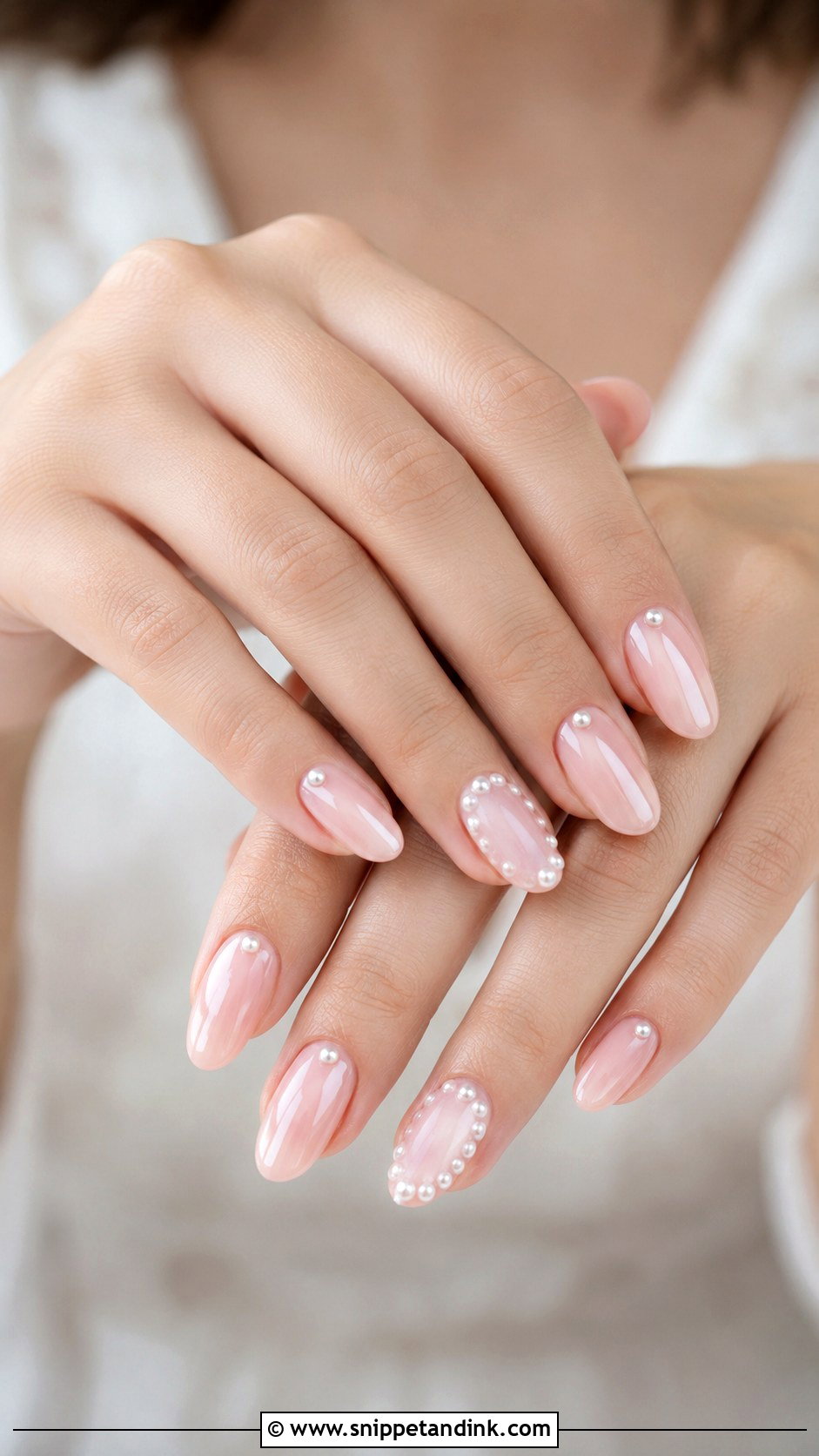 Blush Pink Bride Nails With Pearls - Snippet and Ink - 30 Elegant Bride Nails Wedding