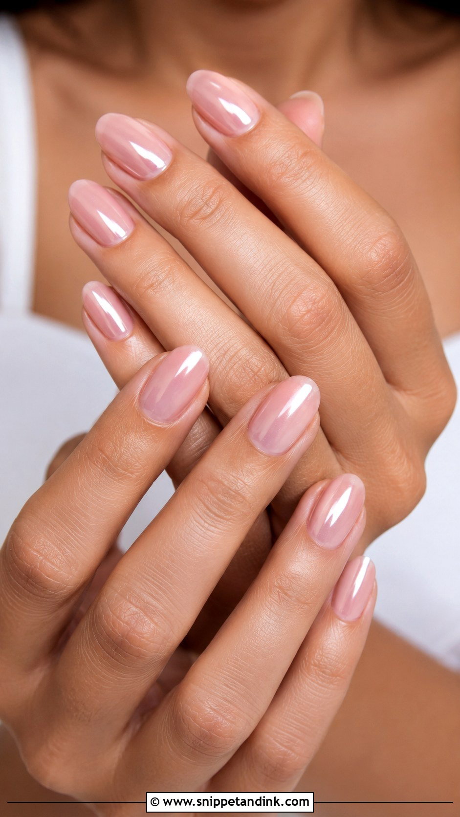 Blush Pink Chrome Wedding Nails - Snippet and Ink - 20 Wedding Nail Set Ideas