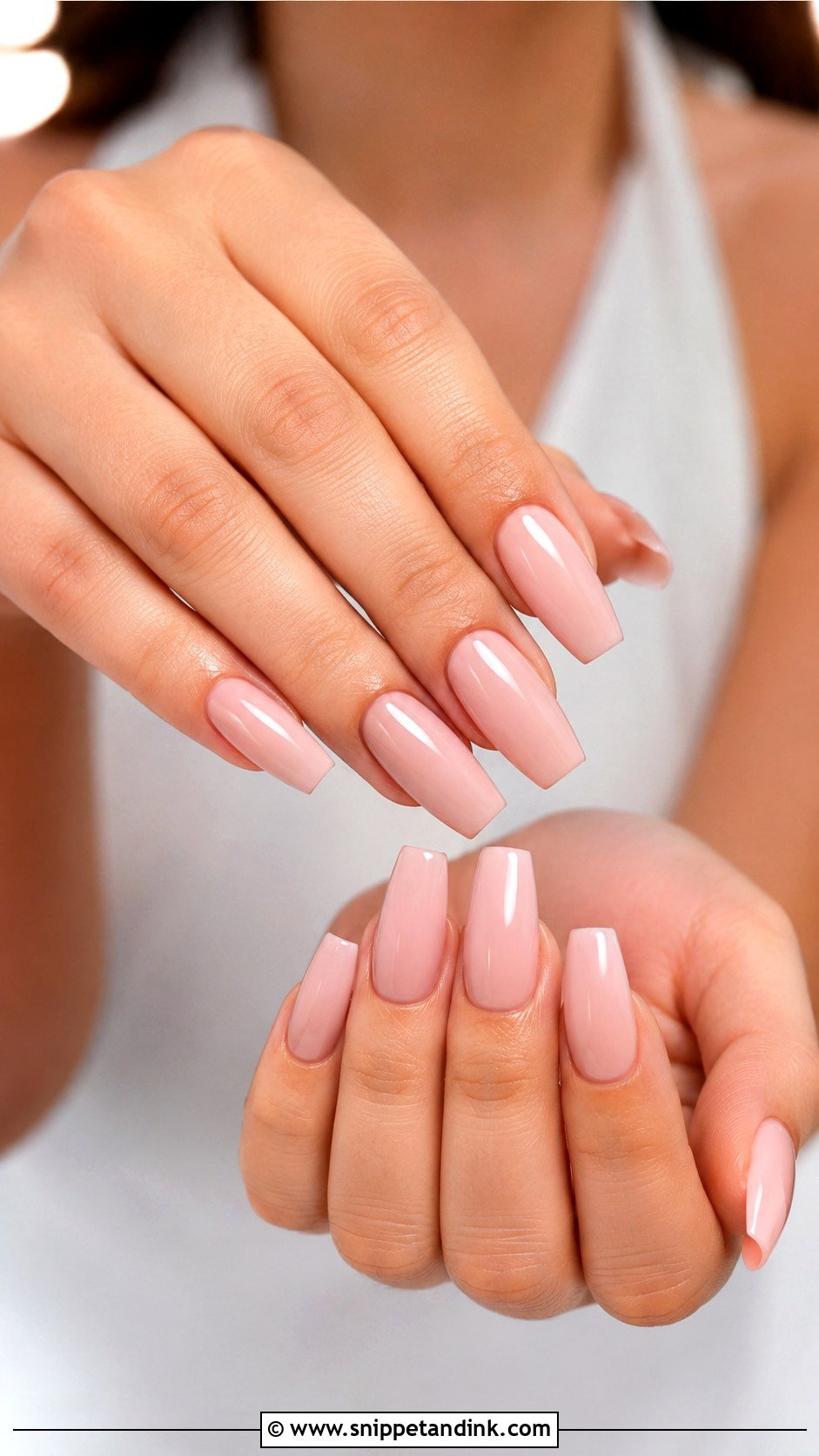 Blush Pink Coffin Bridal Nails - Snippet and Ink - 20 Coffin Bridal Nails
