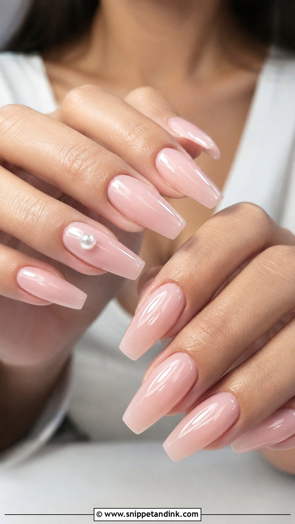 Blush Pink Coffin Wedding Nails - Snippet and Ink - 20 Coffin Wedding Nails for Bride