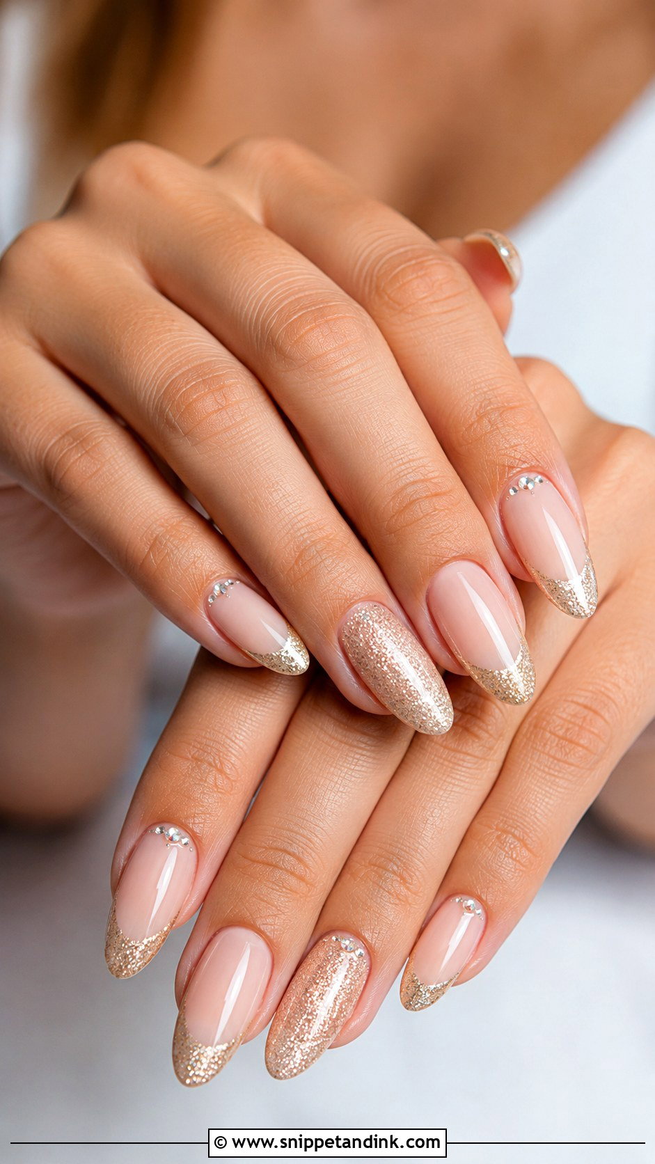 Blush Pink Crystal Wedding Nails - Snippet and Ink - 20 Bling Wedding Nails