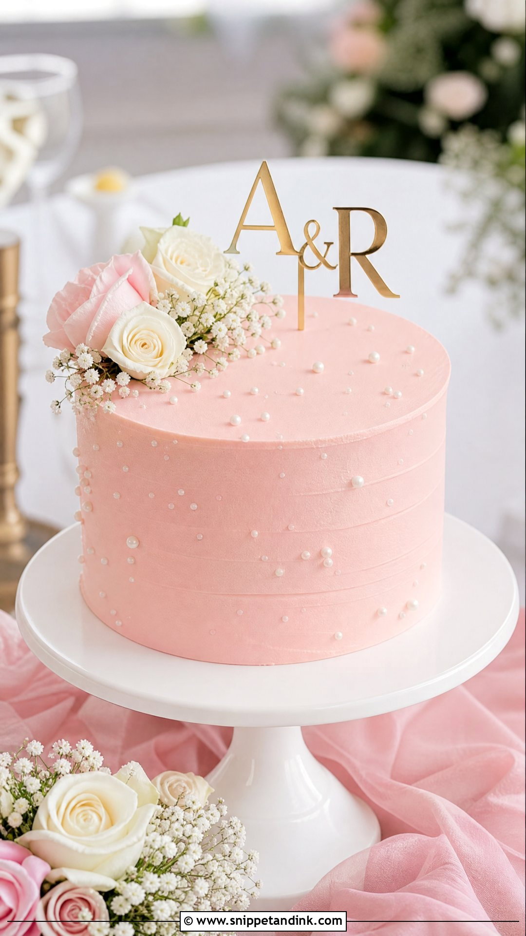 Blush Pink Engagement Cake - Snippet and Ink - 20 Simple Engagement Cake Designs