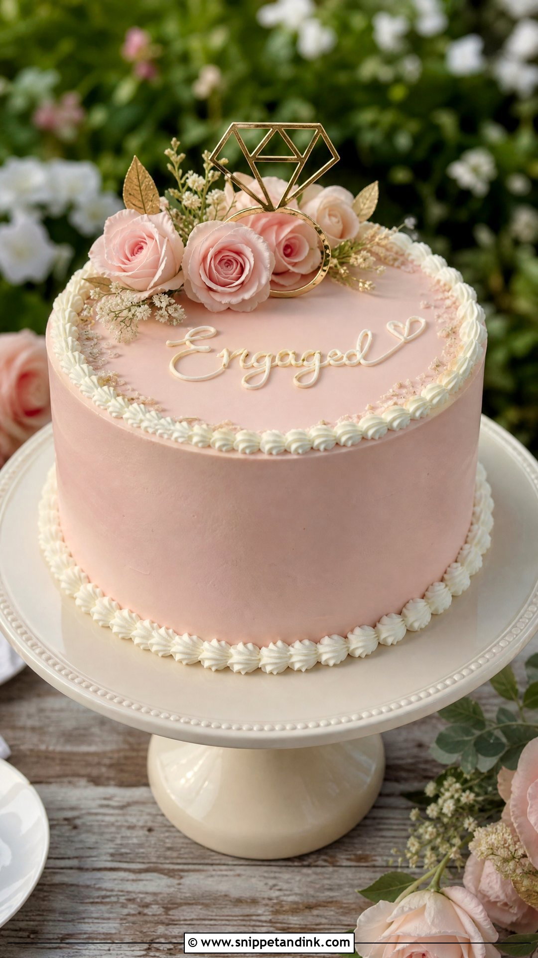 Blush Pink Engagement Cake - Snippet and Ink - 20 Simple Engagement Cake Ideas