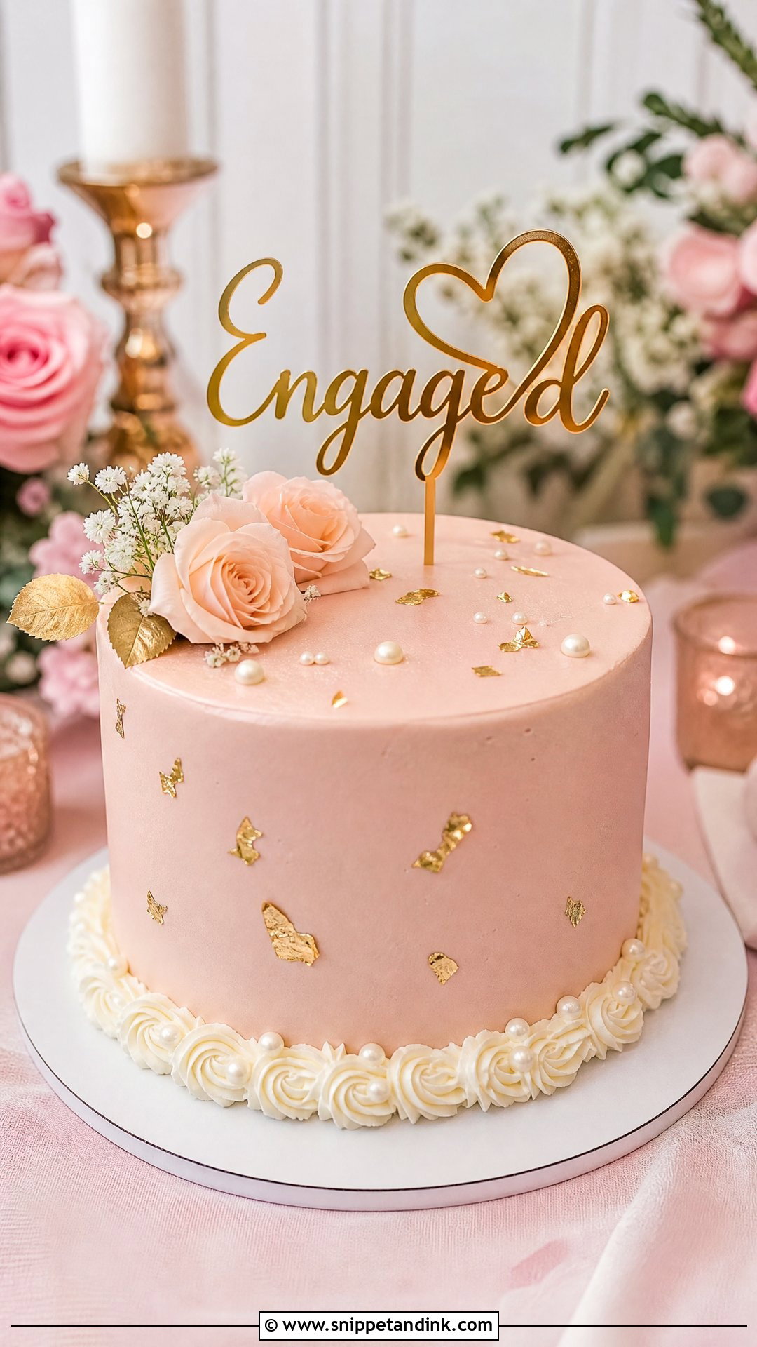 Blush Pink Engagement Cake - Snippet and Ink - 25 Engaged Cake Ideas