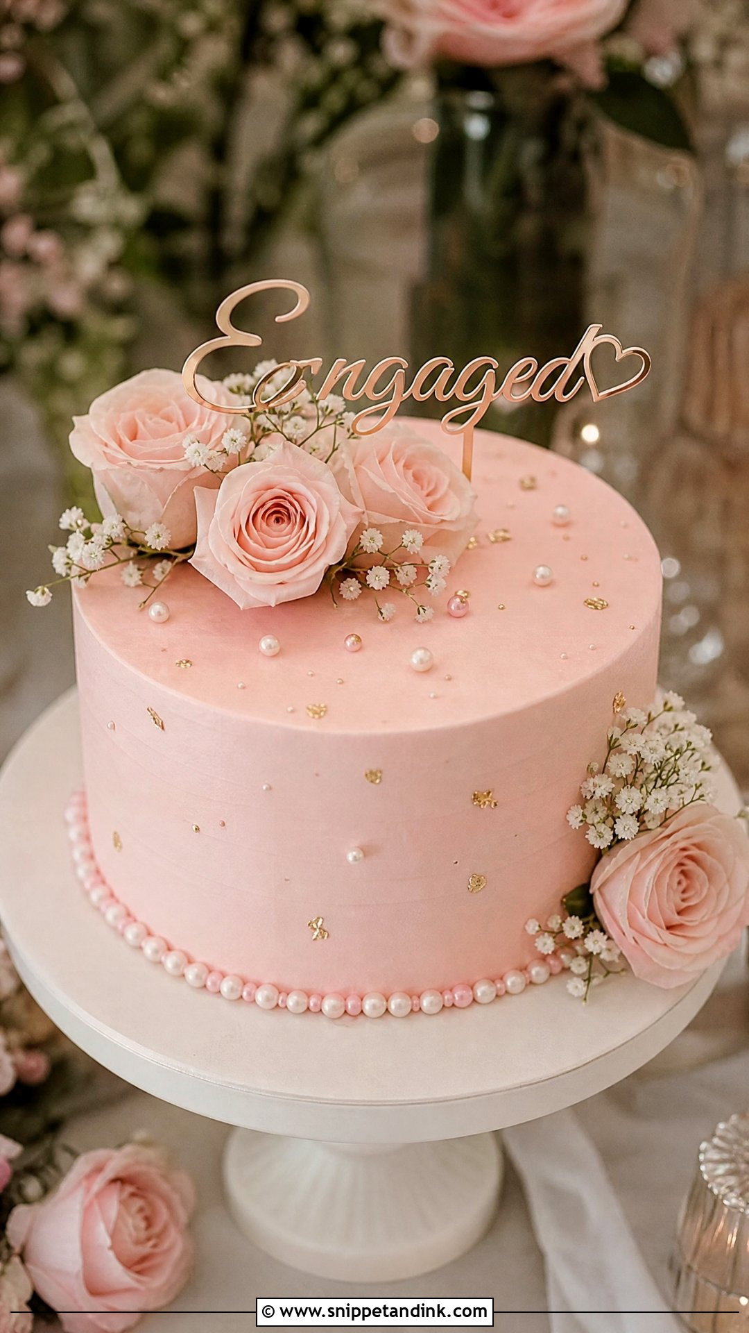 Blush Pink Engagement Cake - Snippet and Ink - 25 Engagement Cake Ideas