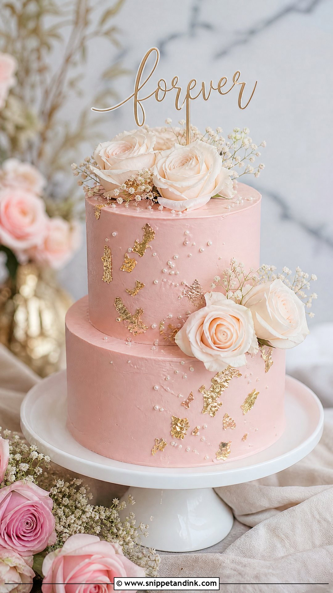 Blush Pink Engagement Cake - Snippet and Ink - 25 Unique Engagement Cake Designs
