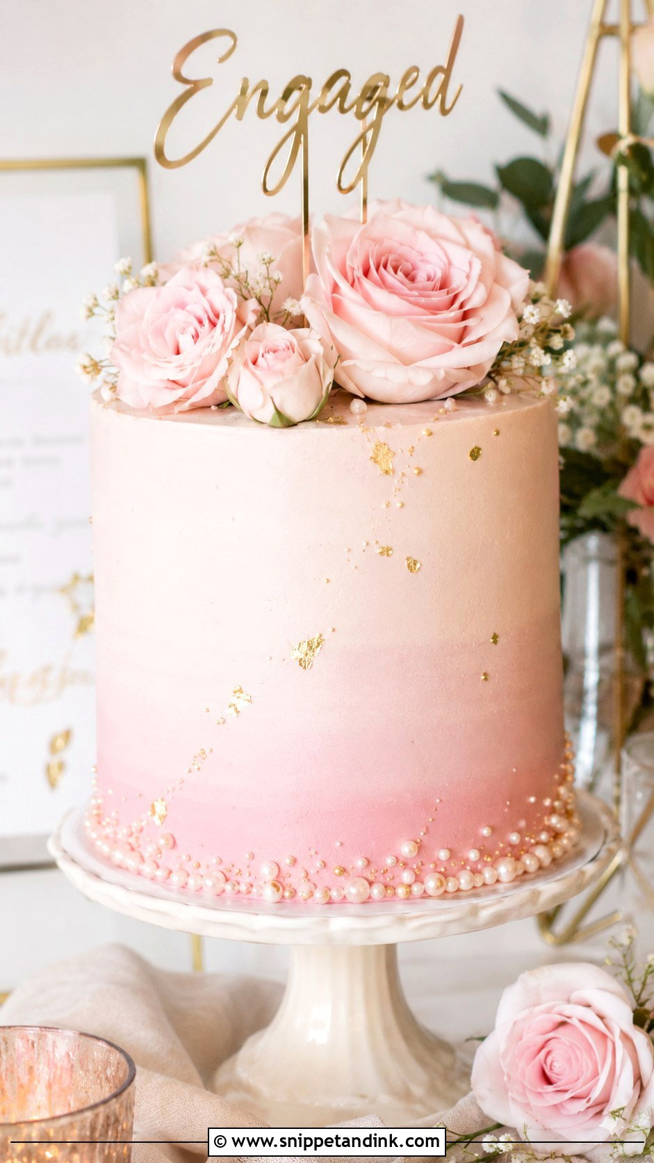 Blush Pink Engagement Cake - Snippet and Ink - 20 Elegant Engagement Cake Ideas