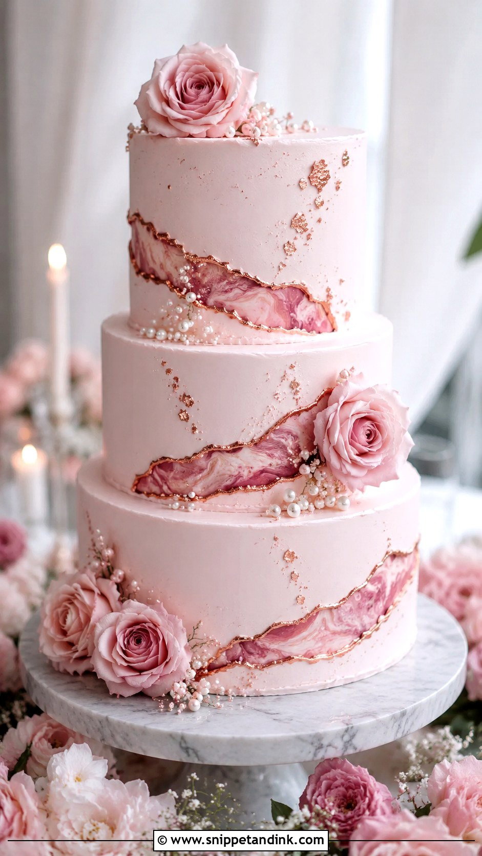 Blush Pink Fault Line Wedding Cake - Snippet and Ink - 20 Fault Line Cakes for Wedding