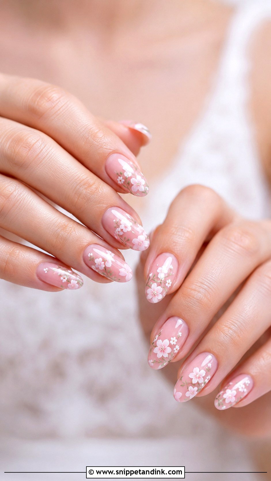 Blush Pink Floral Wedding Nails - Snippet and Ink - 20 Blush Pink Wedding Nails
