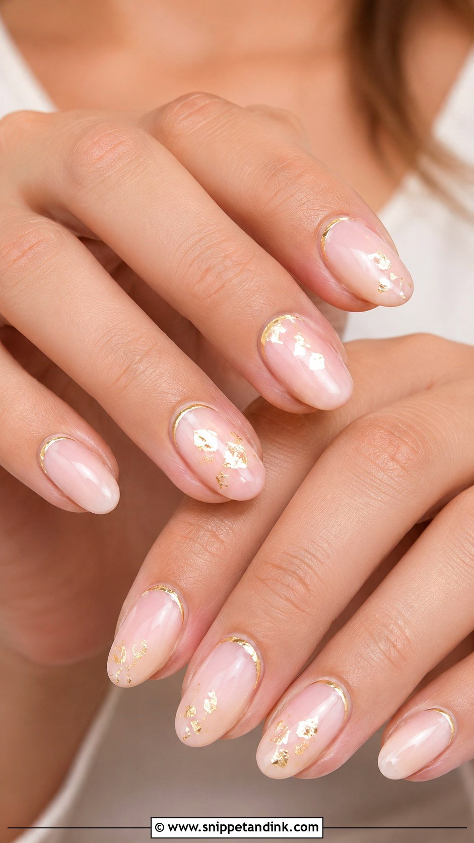 Blush Pink Gold Accent Wedding Nails - Snippet and Ink - 20 Blush Pink Wedding Nails