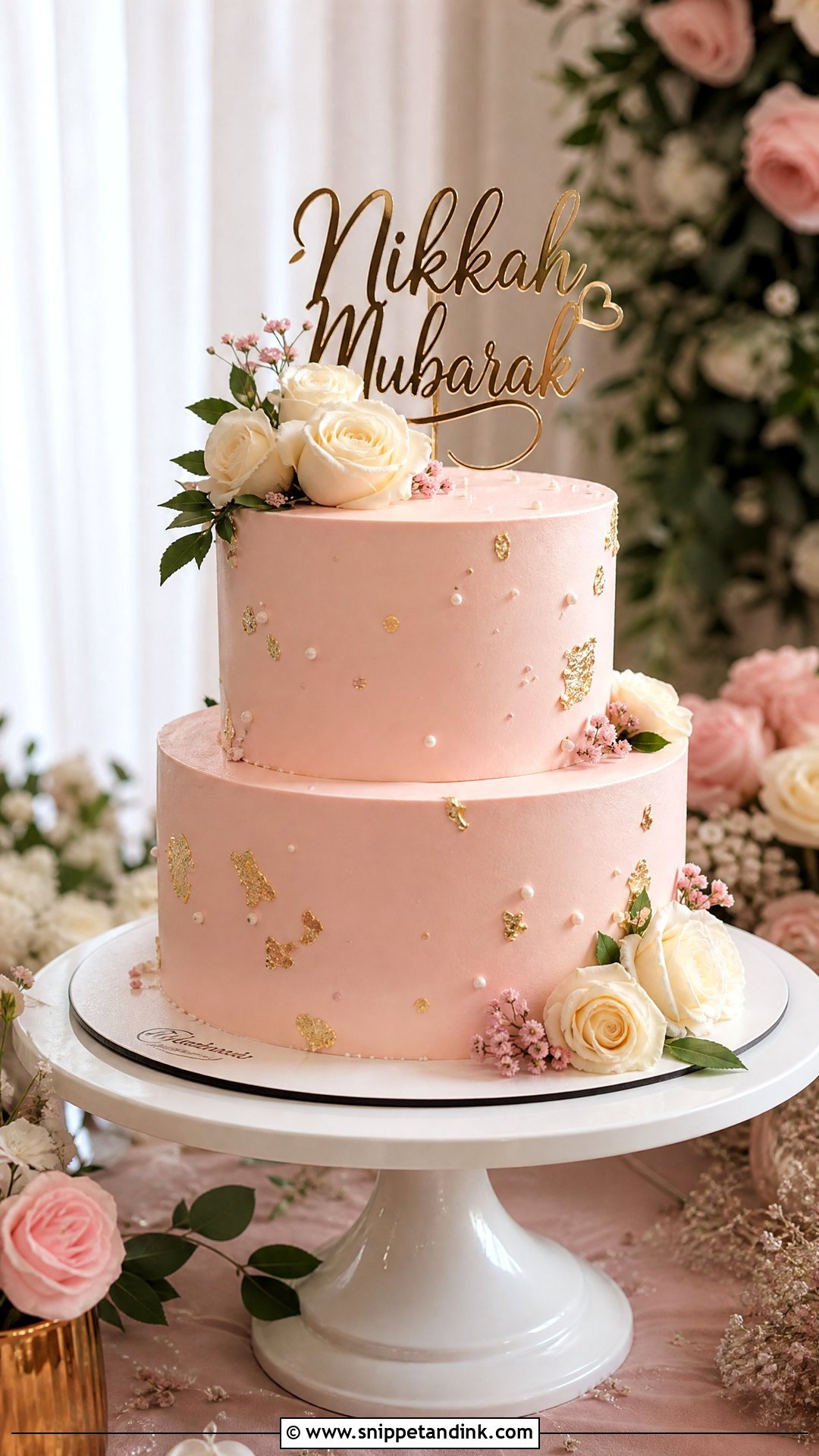 Blush Pink Nikkah Cake - Snippet and Ink - 25 Nikkah Cake Ideas