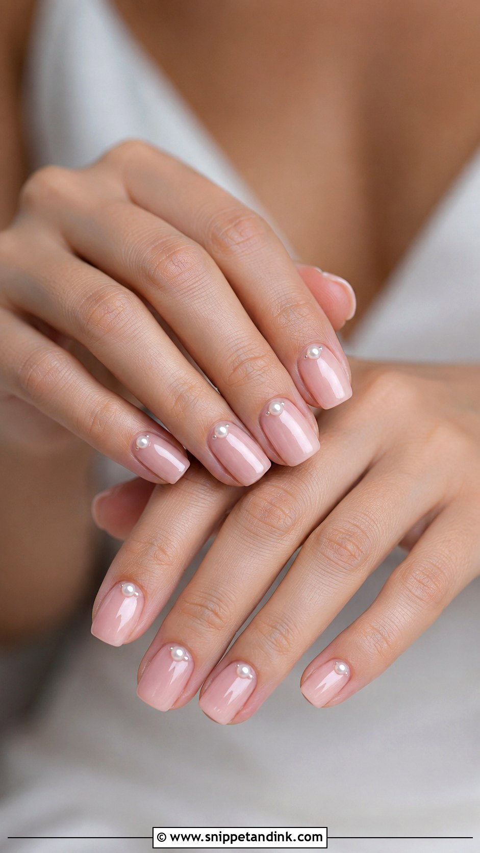 Blush Pink Pearl Wedding Nails - Snippet and Ink - 20 Pearl Wedding Nails for Bride