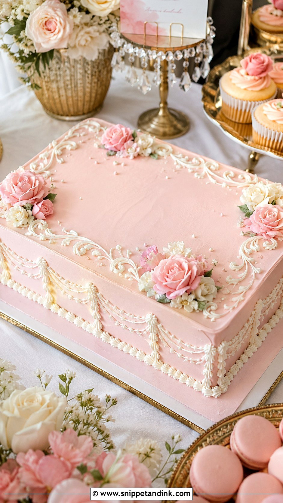 Blush Pink Sheet Cake For Wedding - Snippet and Ink - 20 Aesthetic Sheet Cake Ideas for Wedding