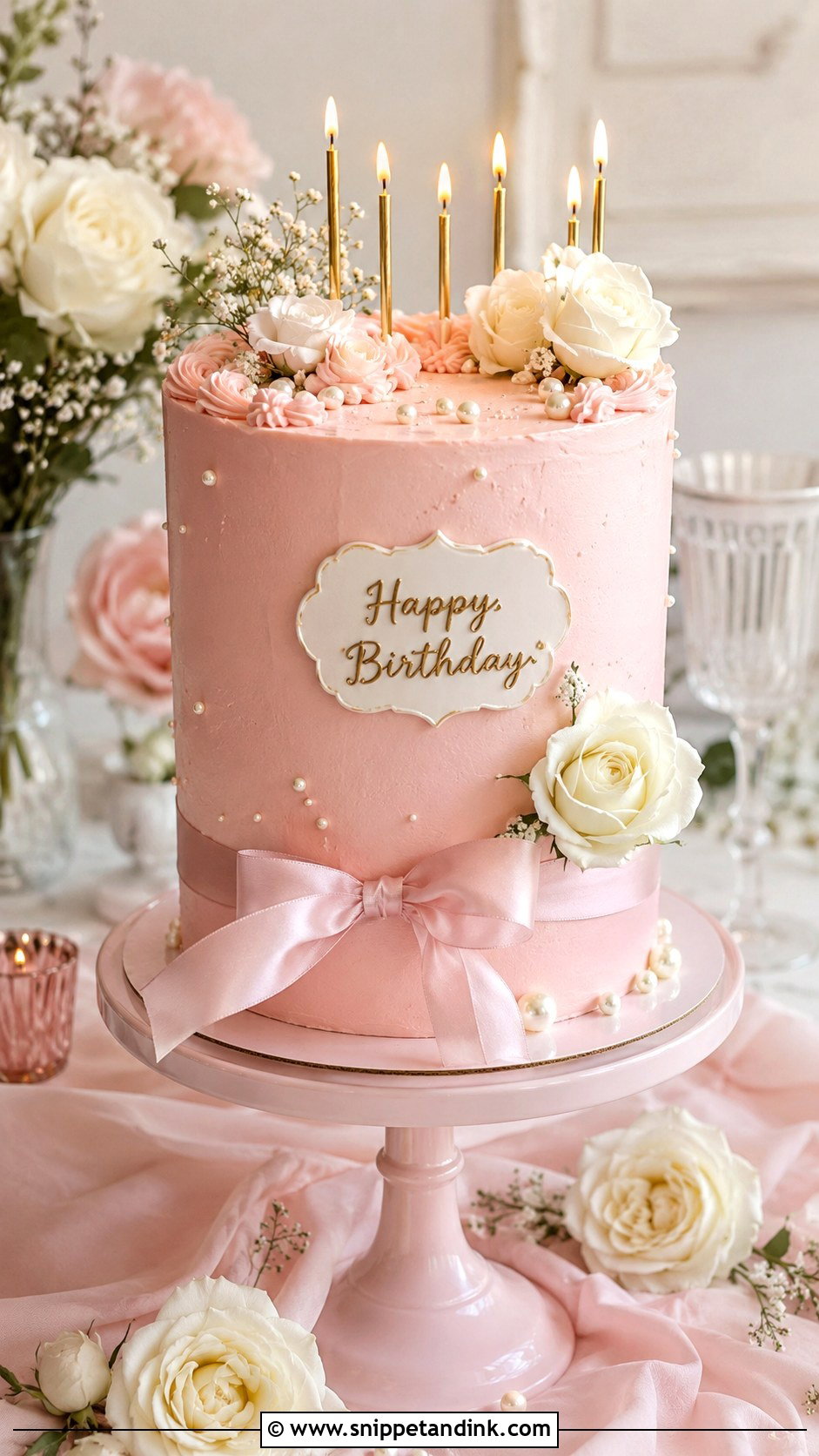 Blush Pink Wedding Birthday Cake - Snippet and Ink - 20 Wedding Birthday Cake Ideas