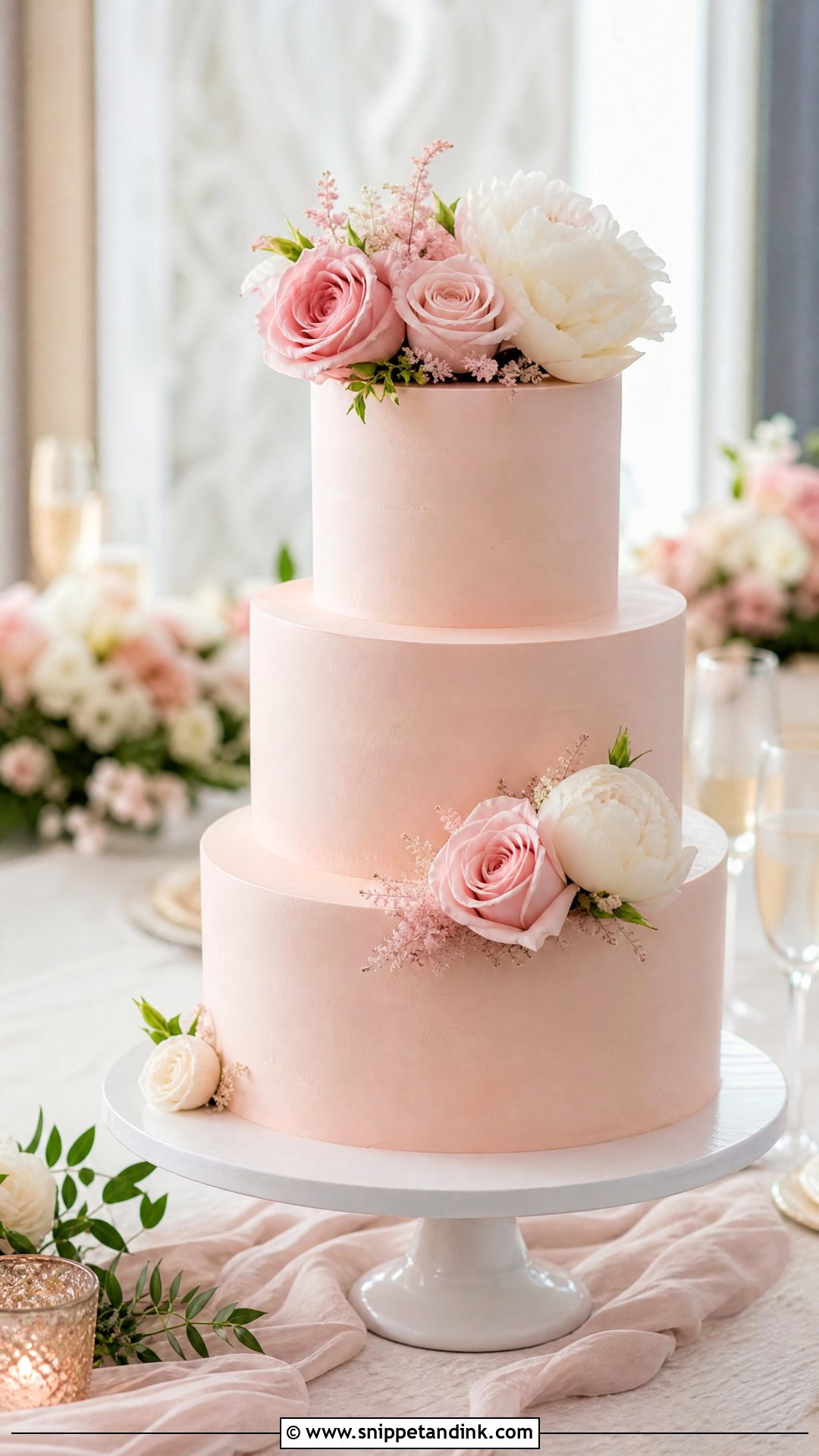 Blush Pink Wedding Cake - Snippet and Ink - 25 Pink Colour Cake Designs for Wedding