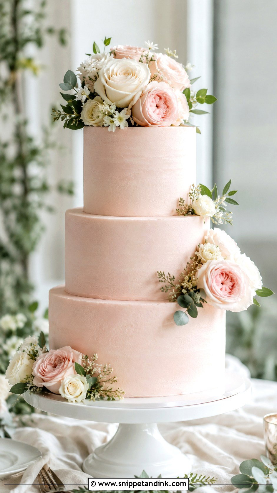 Blush Pink Wedding Cake - Snippet and Ink - 25 Pink Themed Wedding Cake Ideas