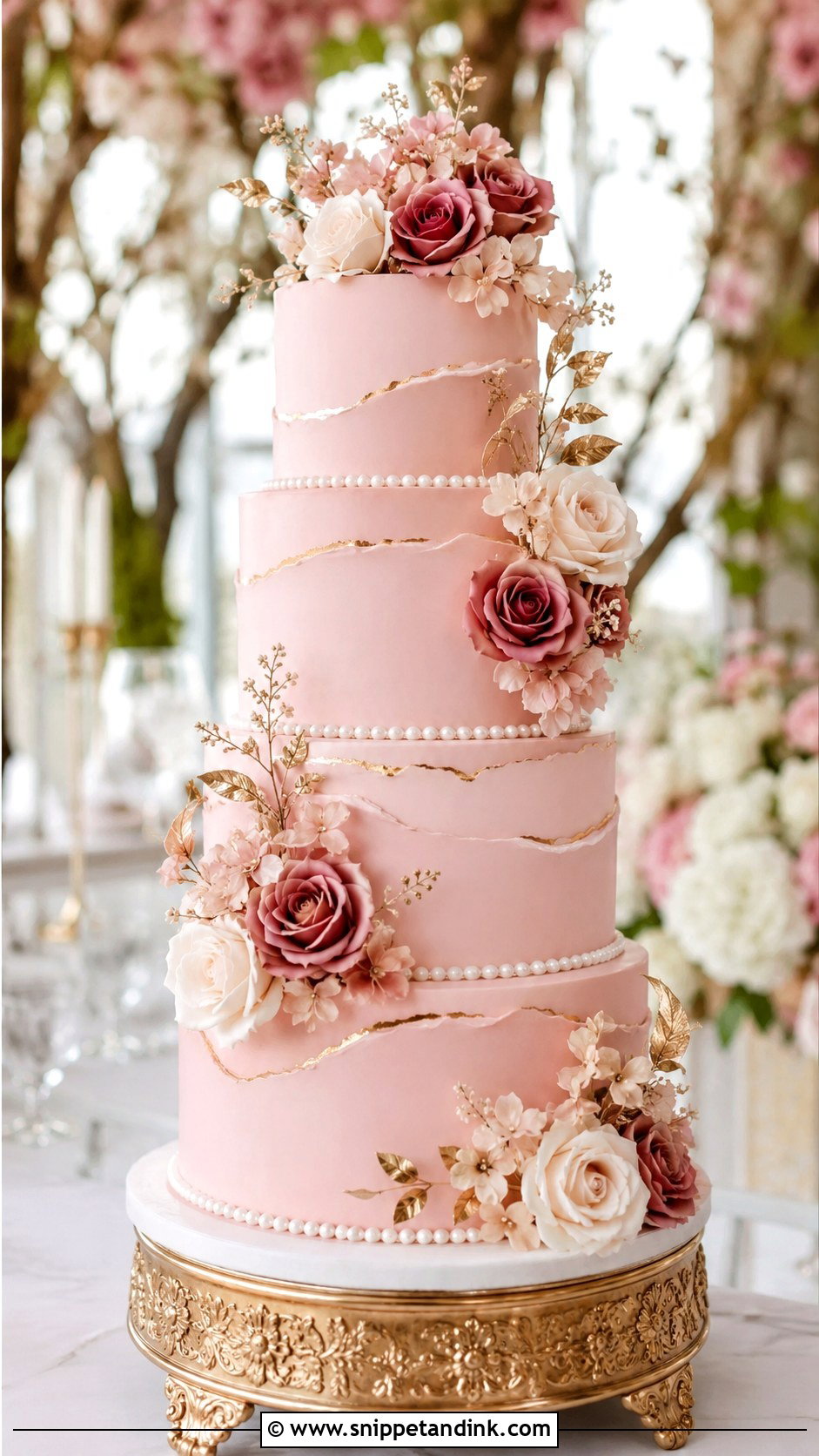Blush Pink Wedding Cake - Snippet and Ink - 20 Glitz and Glam Cake Ideas for Wedding