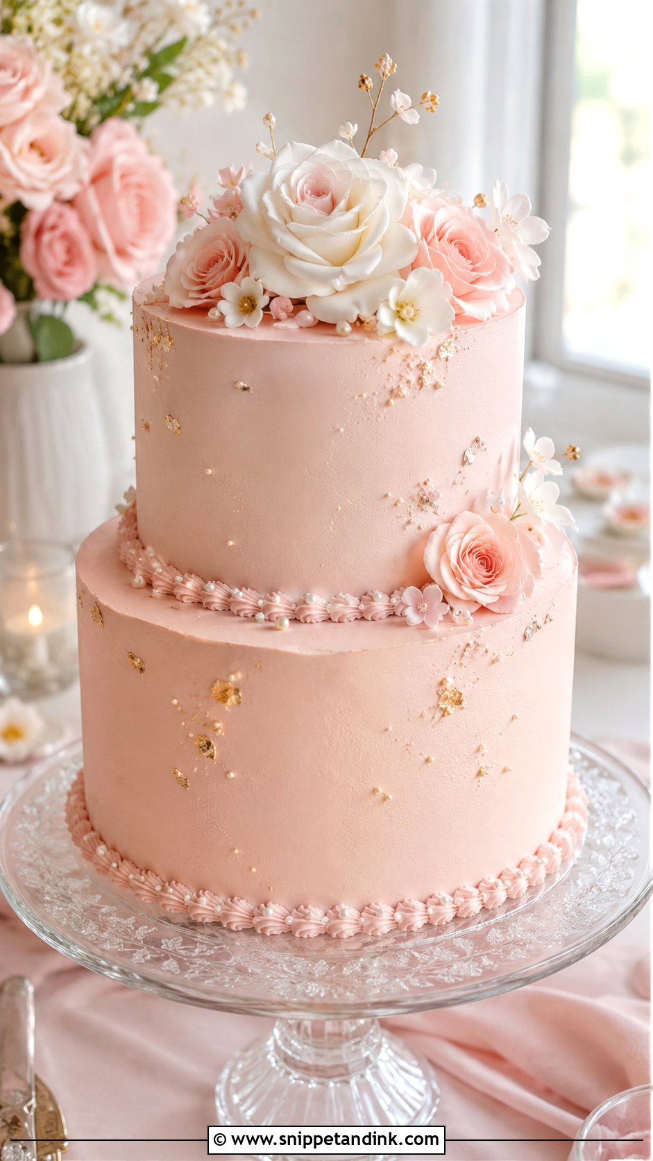 Blush Pink Wedding Cake - Snippet and Ink - 20 Love Wedding Cake Ideas
