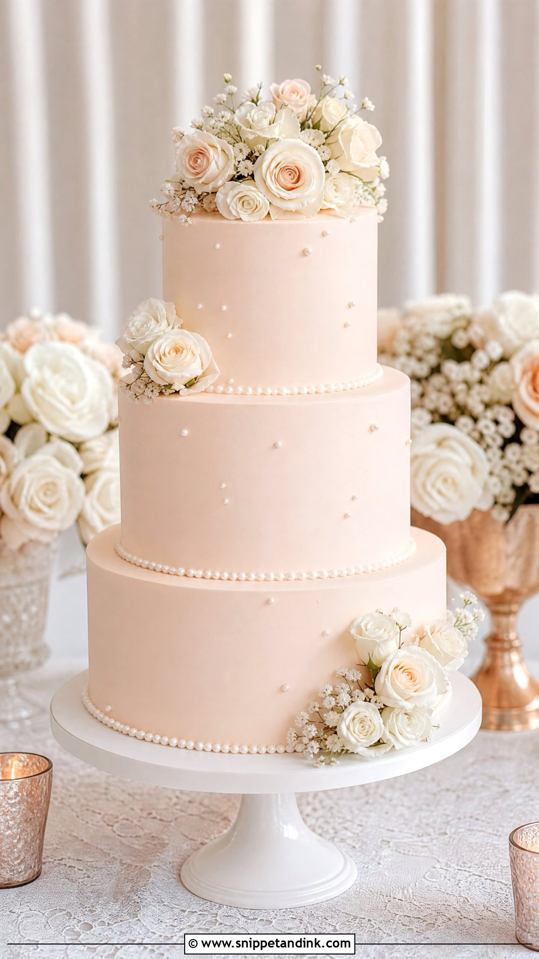 Blush Pink Wedding Cake - Snippet and Ink - 20 Pink Wedding Cake Ideas
