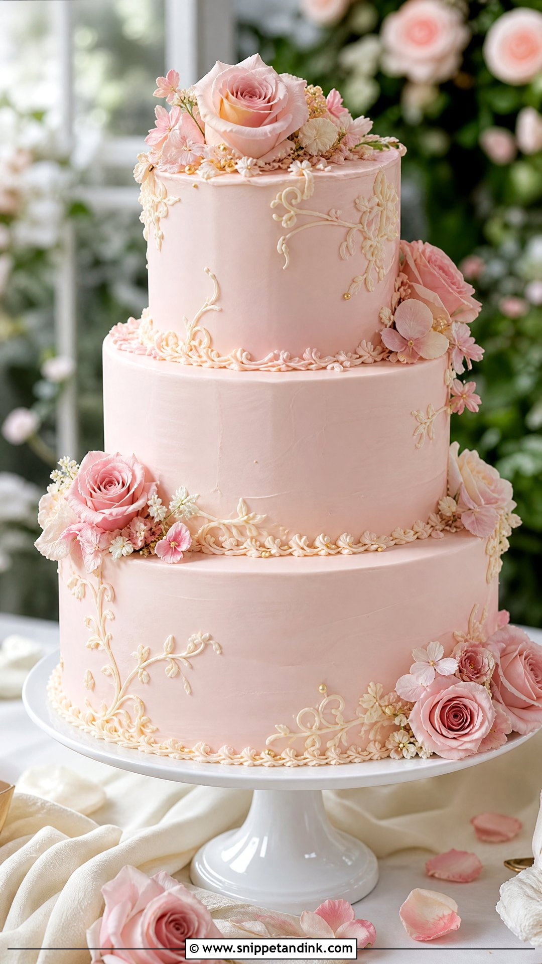 Blush Pink Wedding Cake - Snippet and Ink - 20 Wedding Cake Aesthetic