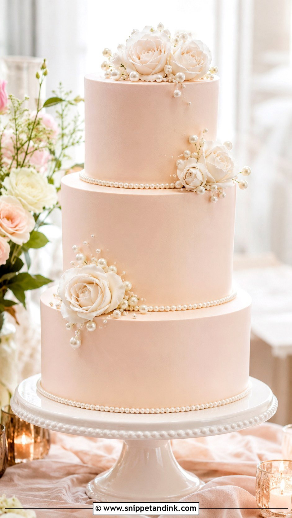 Blush Pink Wedding Cake - Snippet and Ink - 20 Wedding Cake Ideas with Pink Accents
