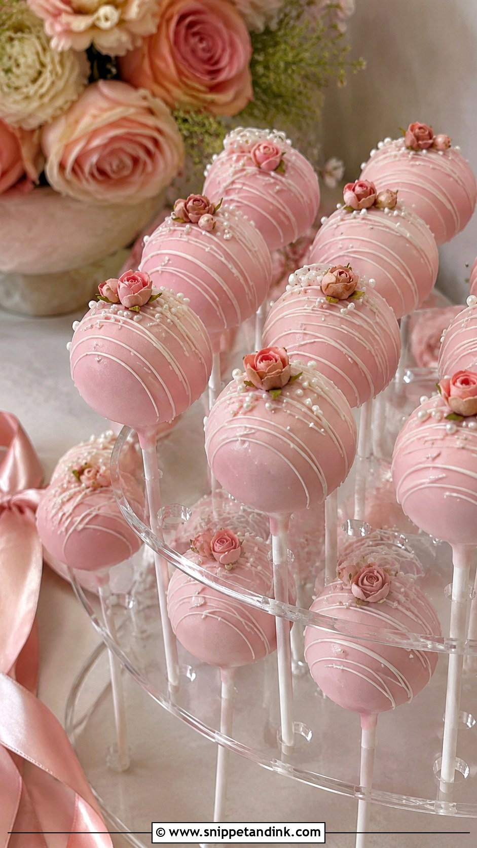 Blush Pink Wedding Cake Pops - Snippet and Ink - 30 Cake Pops Ideas for Wedding