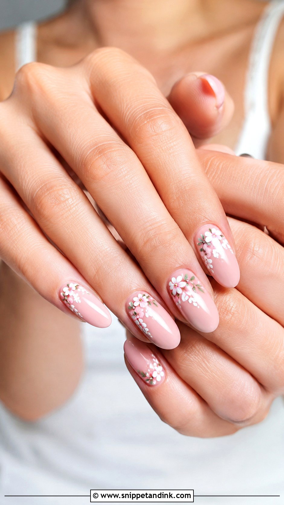 Blush Pink Wedding Nails With Flowers - Snippet and Ink - 20 Wedding Nails with Flowers