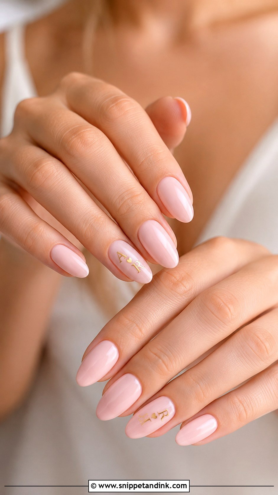 Blush Pink Wedding Nails With Initials - Snippet and Ink - 20 Wedding Nails with Initials