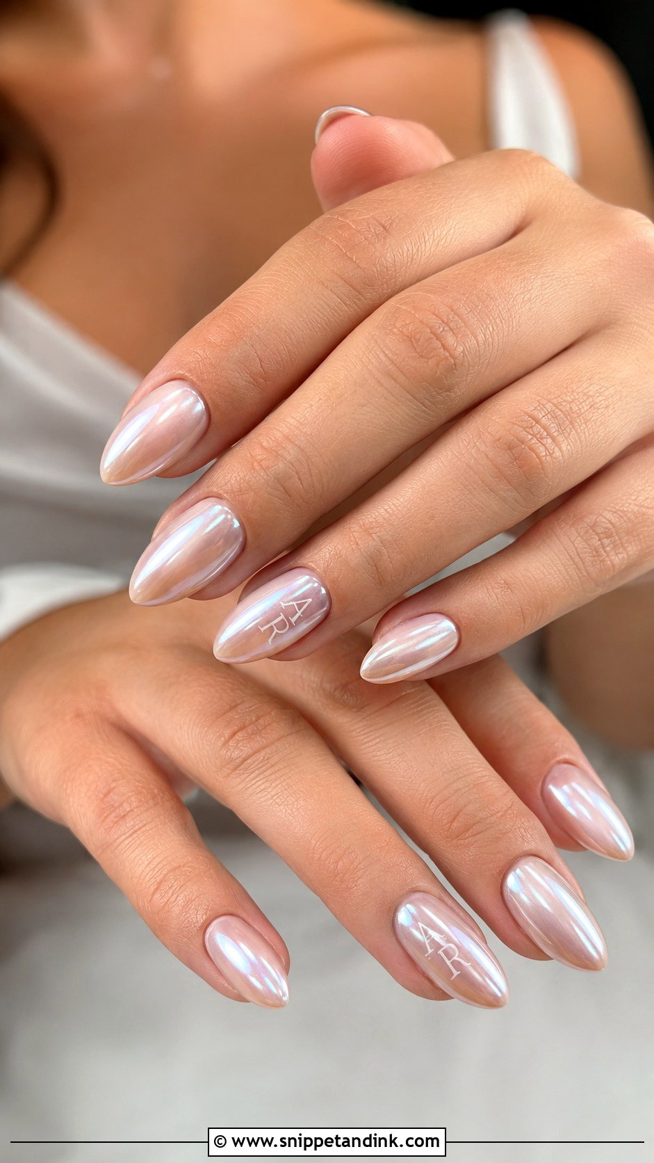 Blush Pink Wedding Nails With Initials - Snippet and Ink - 20 Wedding Nails Initials