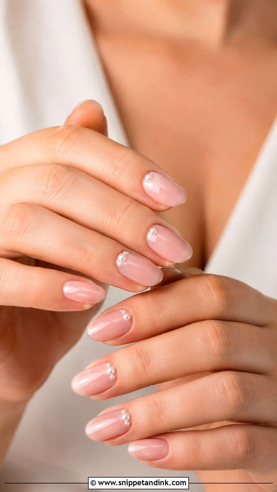 Blush Pink Wedding Nails With Pearls - Snippet and Ink - 30 Nail Art for Wedding Ideas