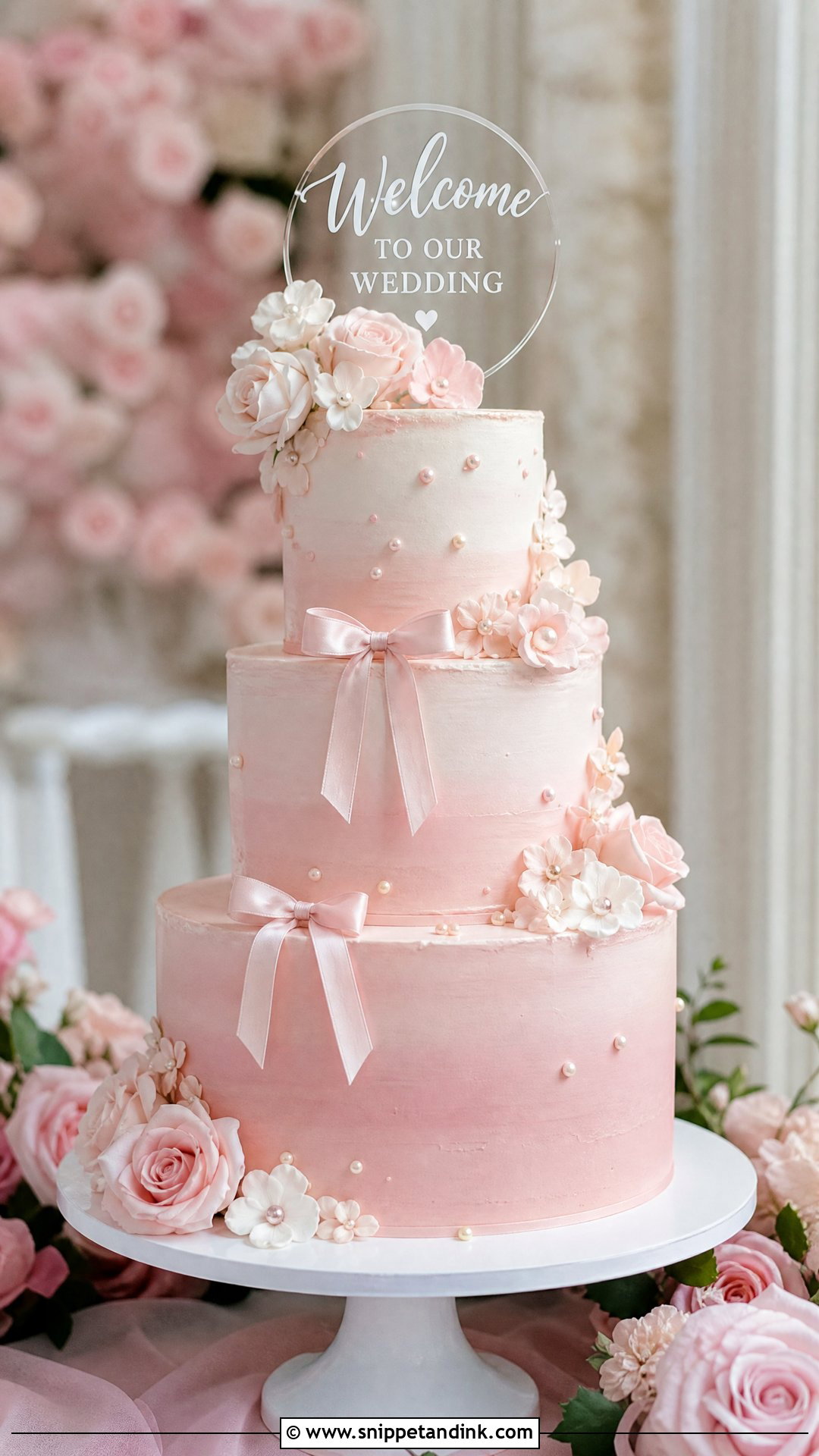 Blush Pink Welcome Wedding Cake - Snippet and Ink - 30 Welcome Cake Ideas for Wedding