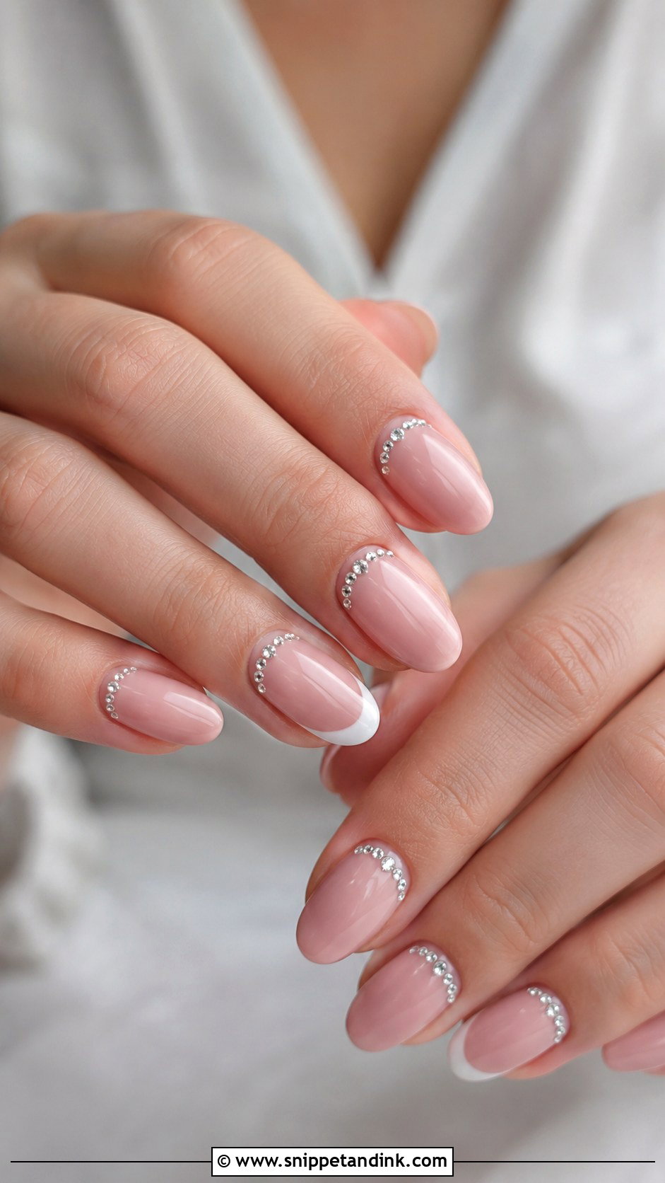 Blush Rhinestone Wedding Nails - Snippet and Ink - 20 Wedding Nails with Rhinestones