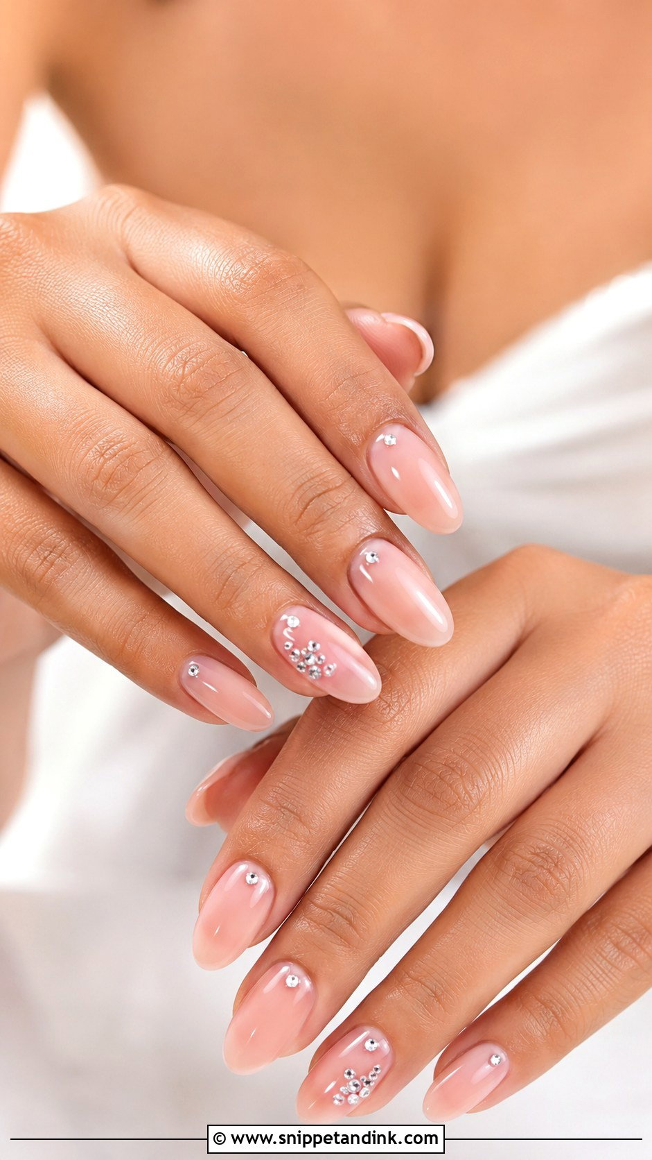 Blush Rhinestone Wedding Nails - Snippet and Ink - 20 Blush Wedding Nails