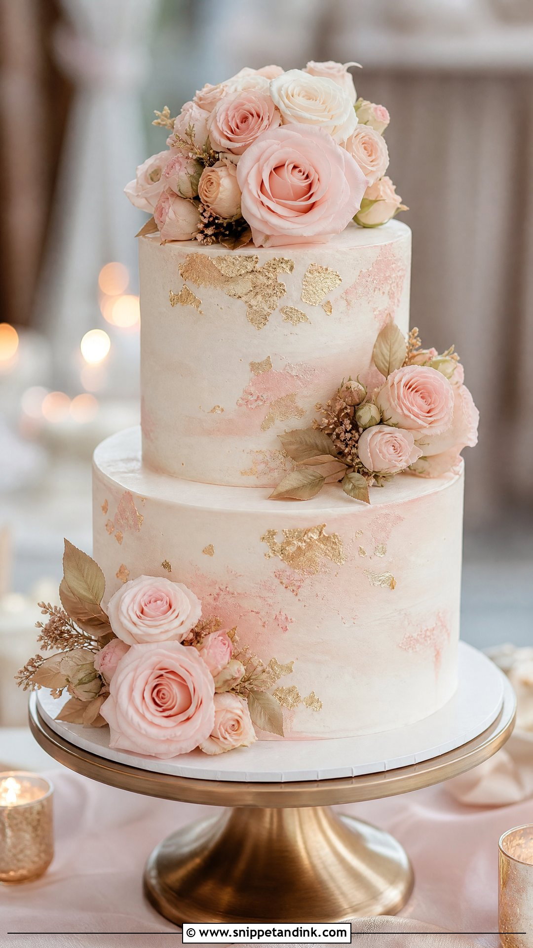 Blush Rose Wedding Cake - Snippet and Ink - 20 Roses Cake Design Ideas for Wedding