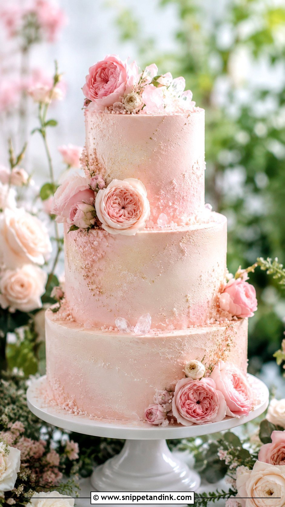 Blush Sparkle Wedding Cake - Snippet and Ink - 30 Sparkle Wedding Cake Ideas