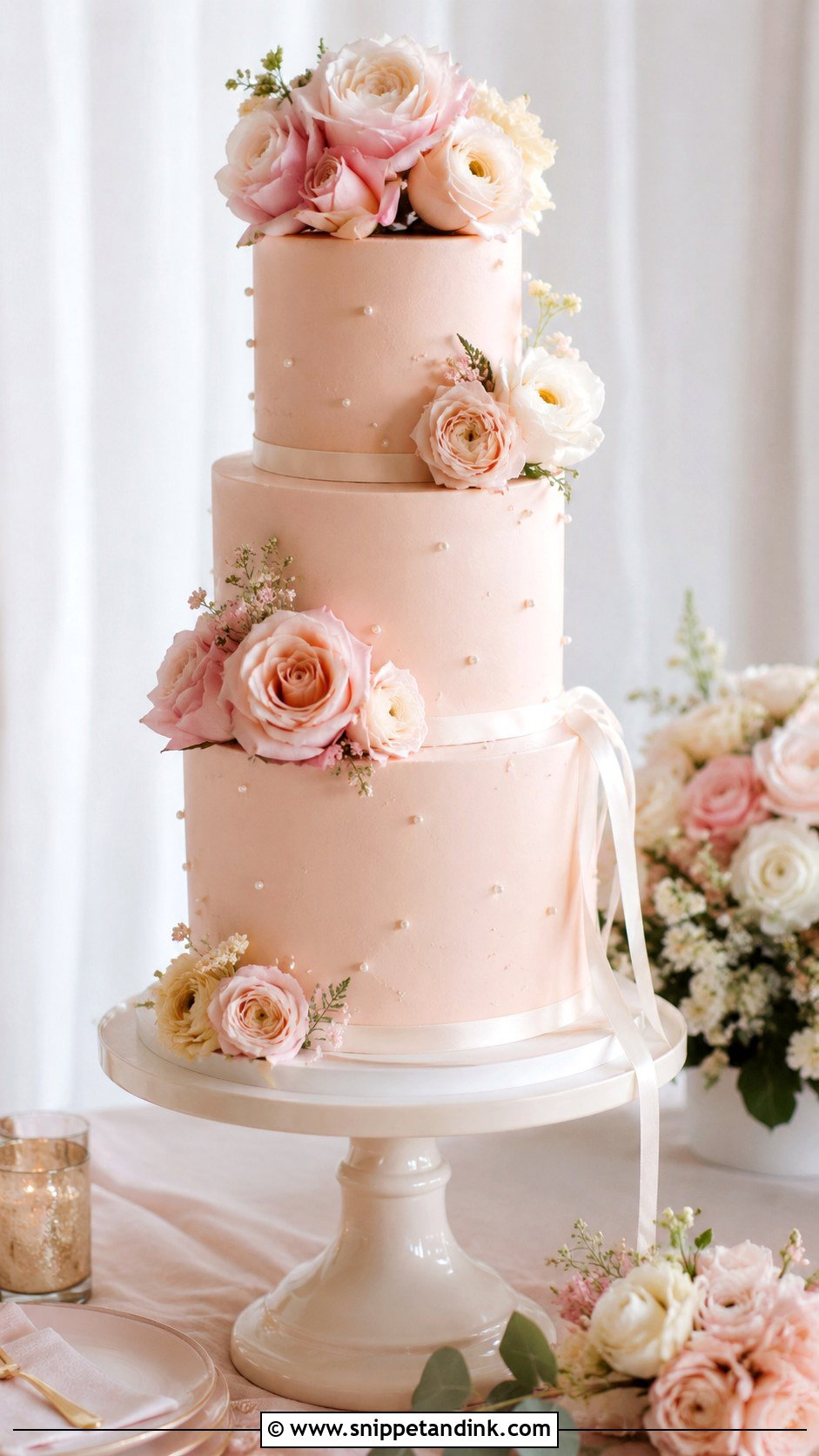 Blush Wedding Cake - Snippet and Ink - 30 Elegant Wedding Cake Ideas