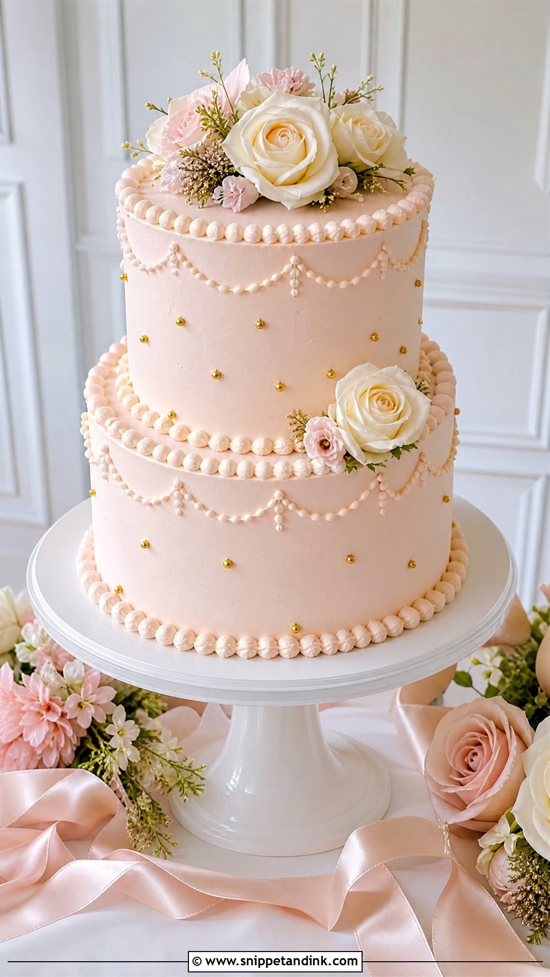 Blush Wedding Cake - Snippet and Ink - 30 Pretty Cake Ideas for Wedding